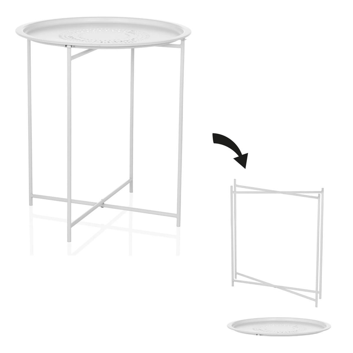 Table d'appoint pliante ALLRUND en métal blanc avec plateau perforé de hjh LIVING