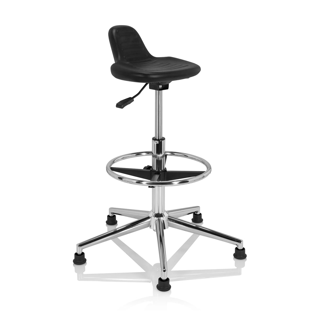 Tabouret pivotant TOP WORK 03 I noir avec vérin à gaz, repose-pieds et piètement à quatre branches de hjh OFFICE
