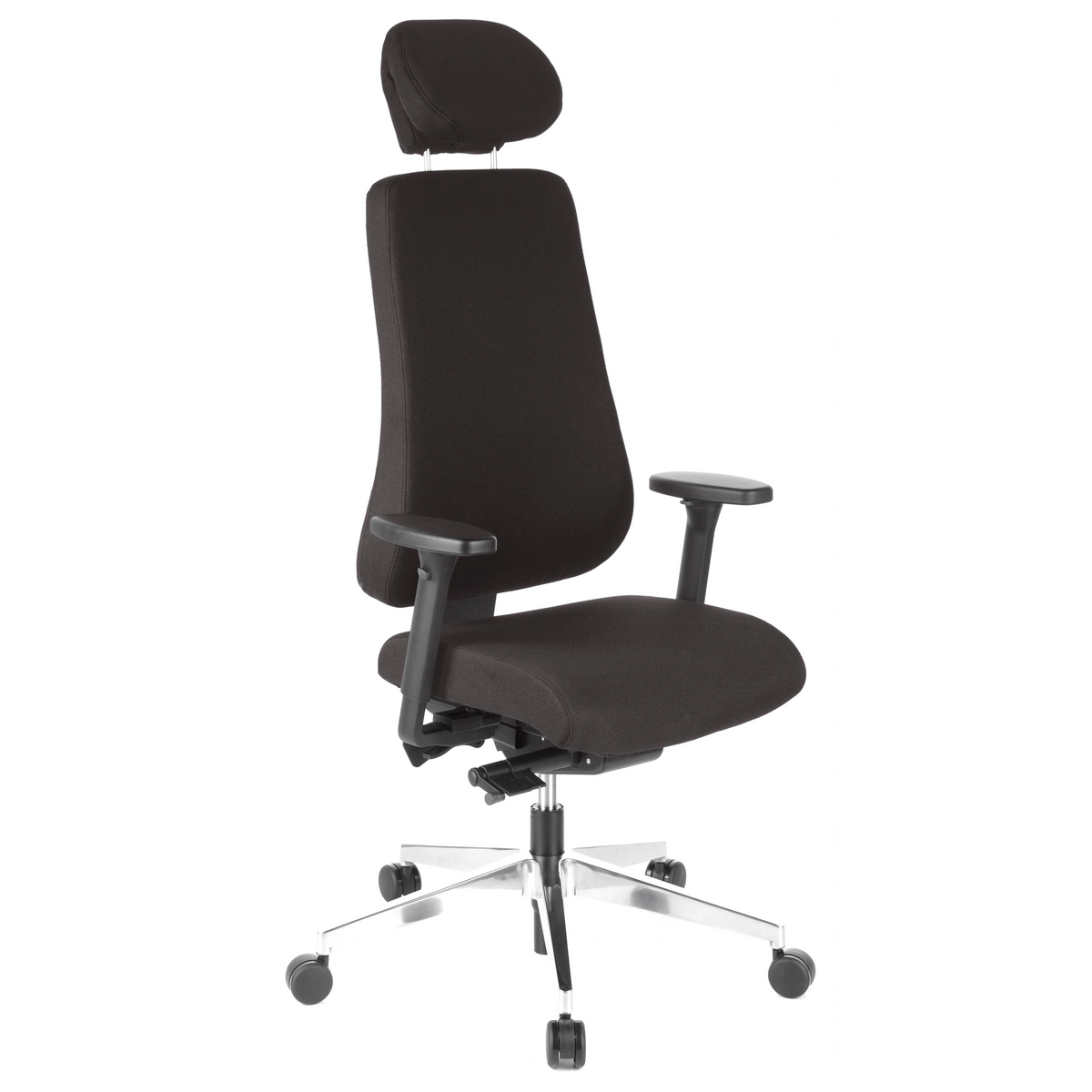 Siège de bureau de qualité professionnelle PRO-TEC 400 noir avec appui-tête, accoudoirs et base à roulettes de hjh OFFICE – vue à 360° (vue de trois quarts avant 40°)