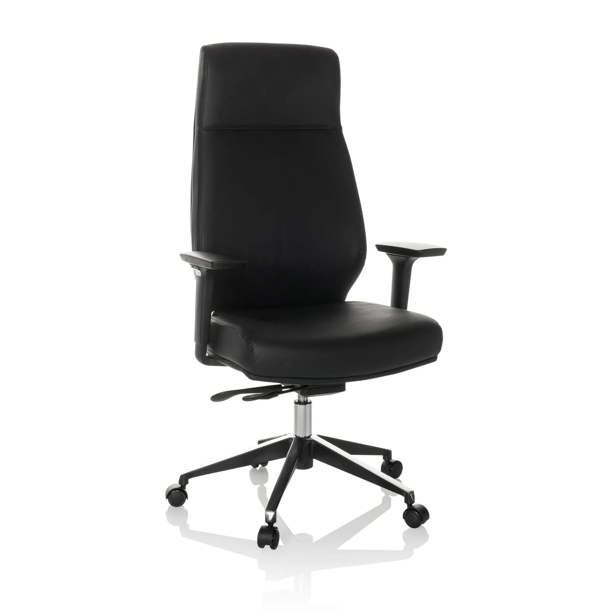 Siège de direction de qualité professionnelle VITORO ECO noir avec accoudoirs et piètement à cinq roulettes de hjh OFFICE – vue à 360° (vue de face 15°)