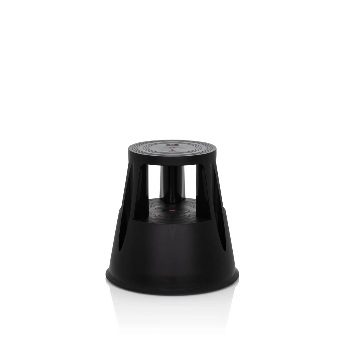 Tabouret marchepied TIO-M I noir avec surface ronde et pied conique de hjh OFFICE – vue à 360° (vue de face 0°)
