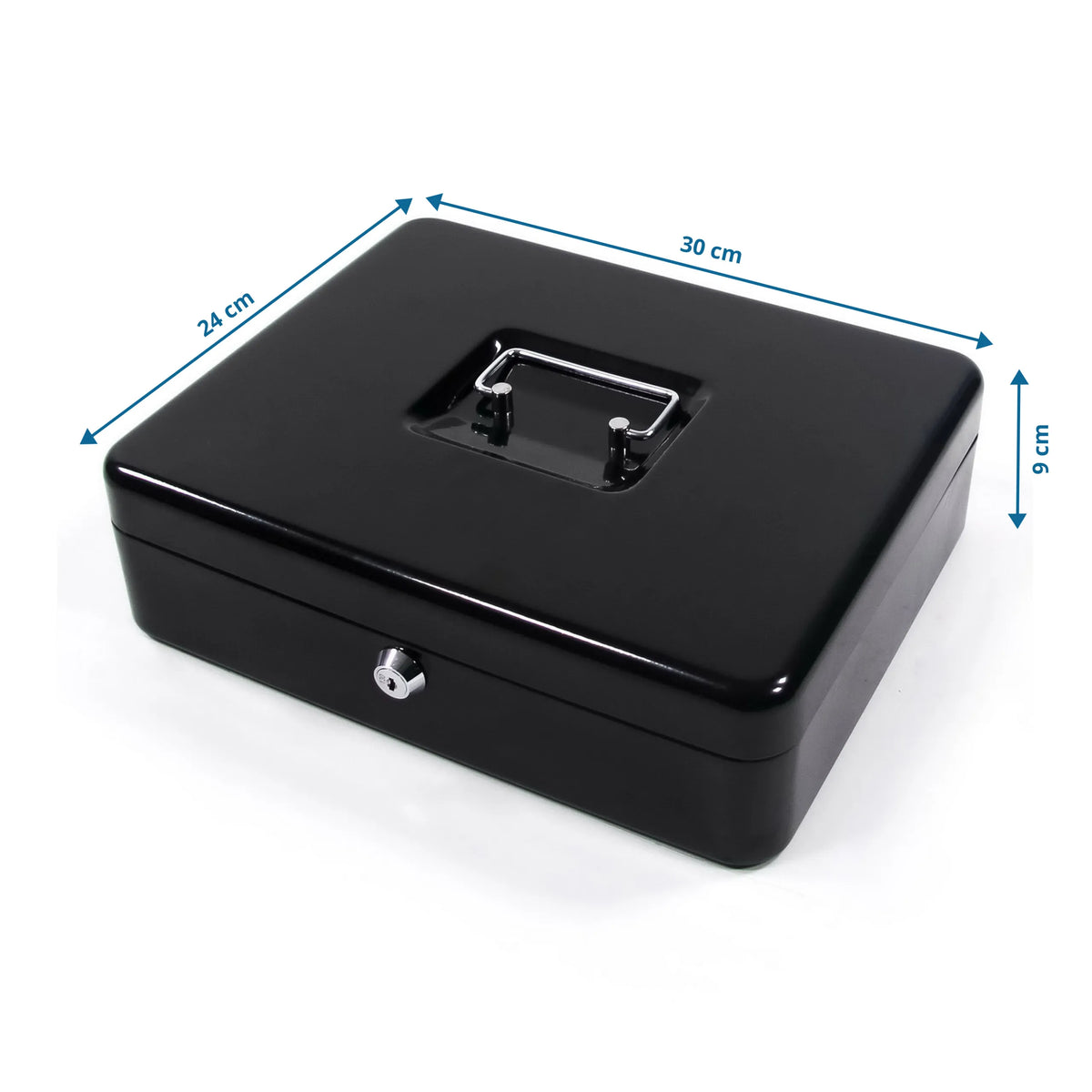 Vue dimensionnelle du Coffre à monnaie SAFE en noir avec 30 × 24 cm de hjh OFFICE