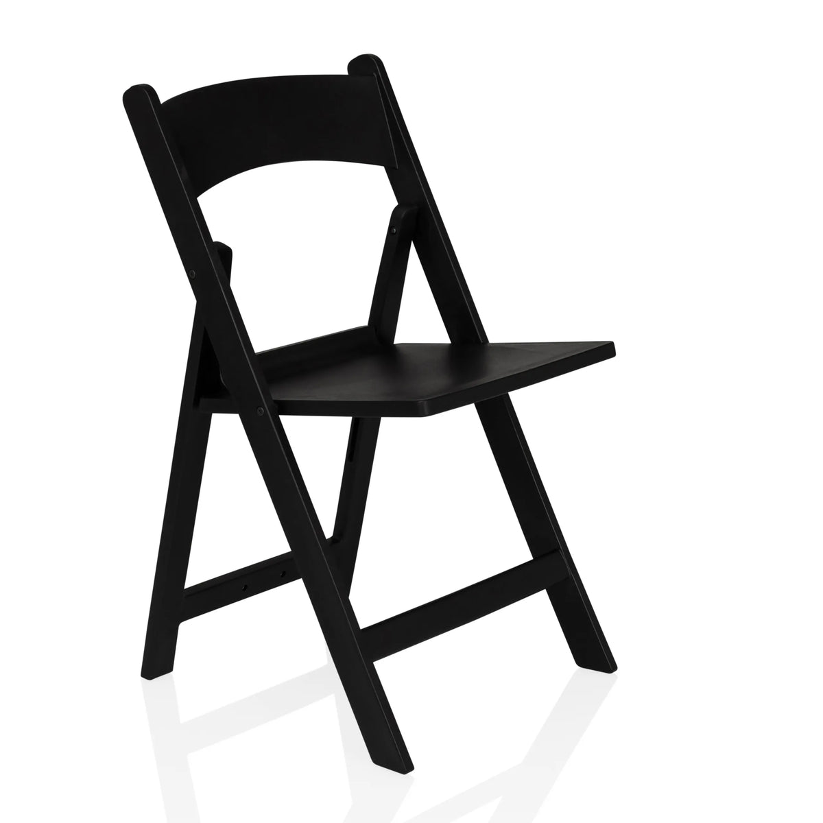 Chaise d'extérieur noire TRAVANO 1 avec dossier et structure carrée de hjh LIVING – vue à 360° (vue de trois quarts avant 43°)