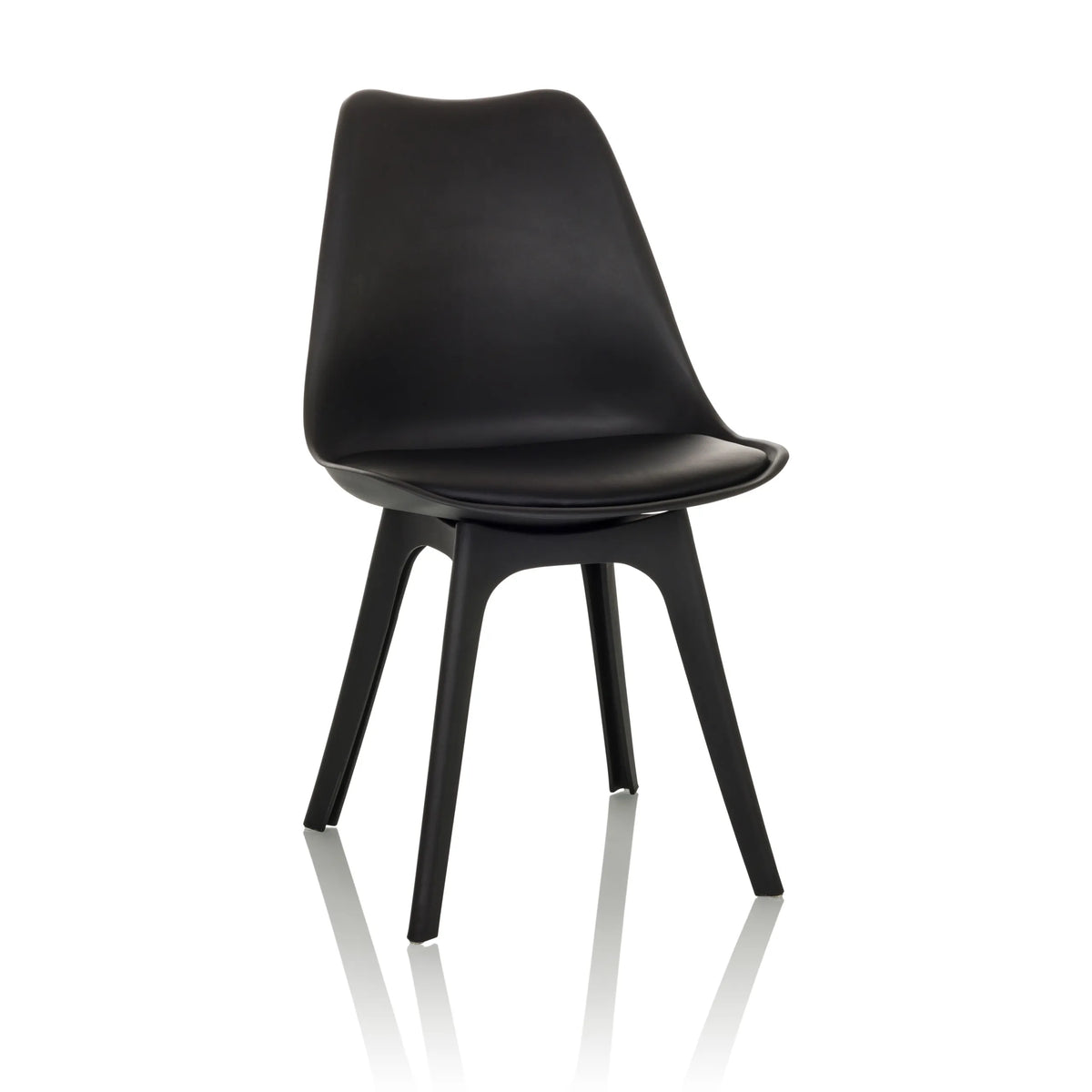 Chaise à coque SCANDI P noire avec quatre pieds de hjh OFFICE – vue à 360° (vue de face 15°)