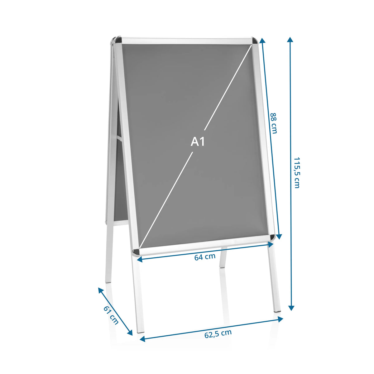 Dessin dimensionnel du Support d'affiche AGENDA II avec une hauteur de 115,5 cm et une largeur de 64 cm de hjh OFFICE