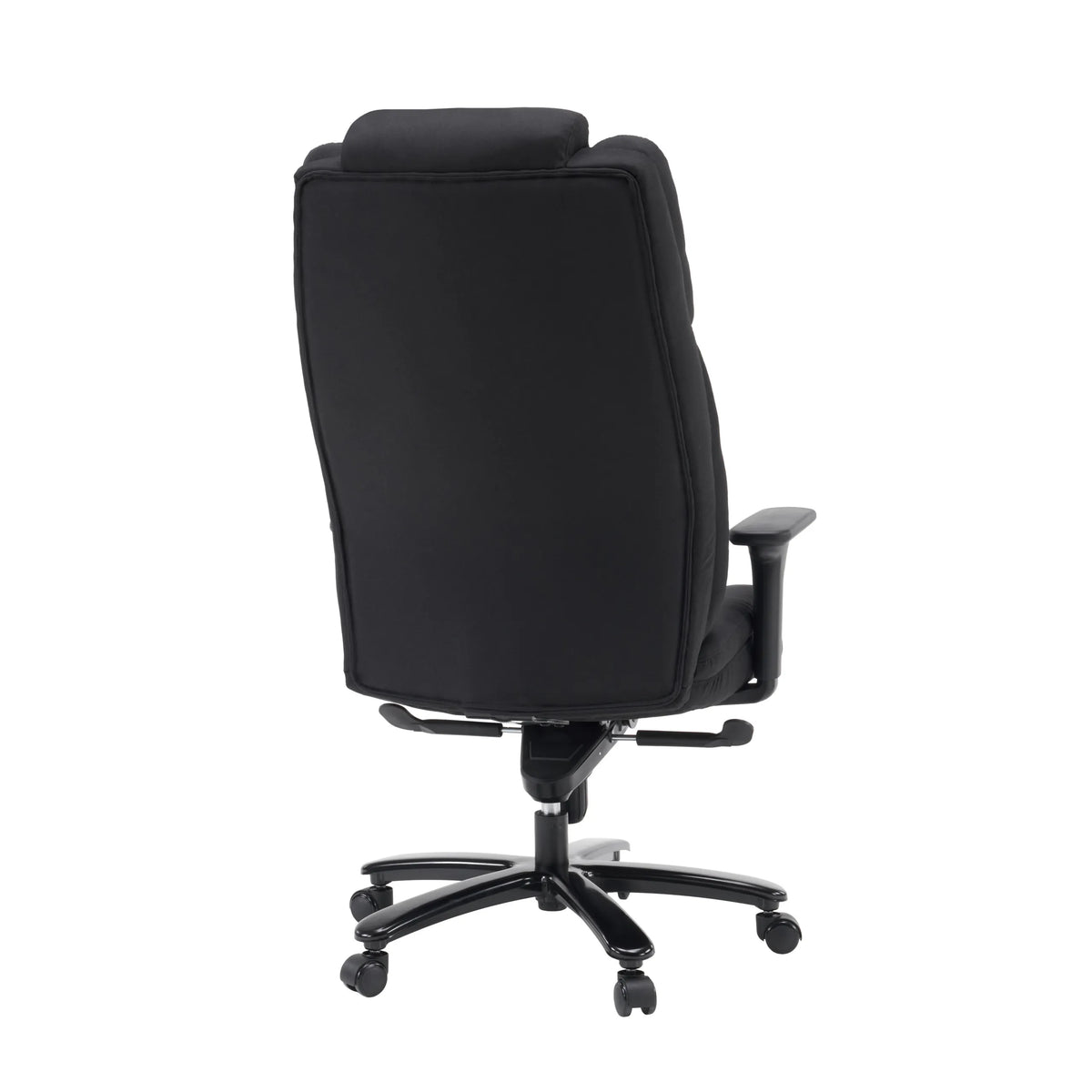 Vue arrière du siège pivotant XXL Pullmann Gen2 noir avec revêtement en tissu et cinq roulettes de hjh OFFICE