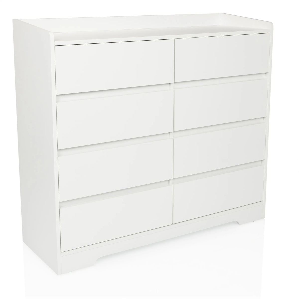 Commode blanche OSOYRO avec huit tiroirs et surface de rangement de hjh LIVING – vue à 360° (vue de trois quarts avant 30°)