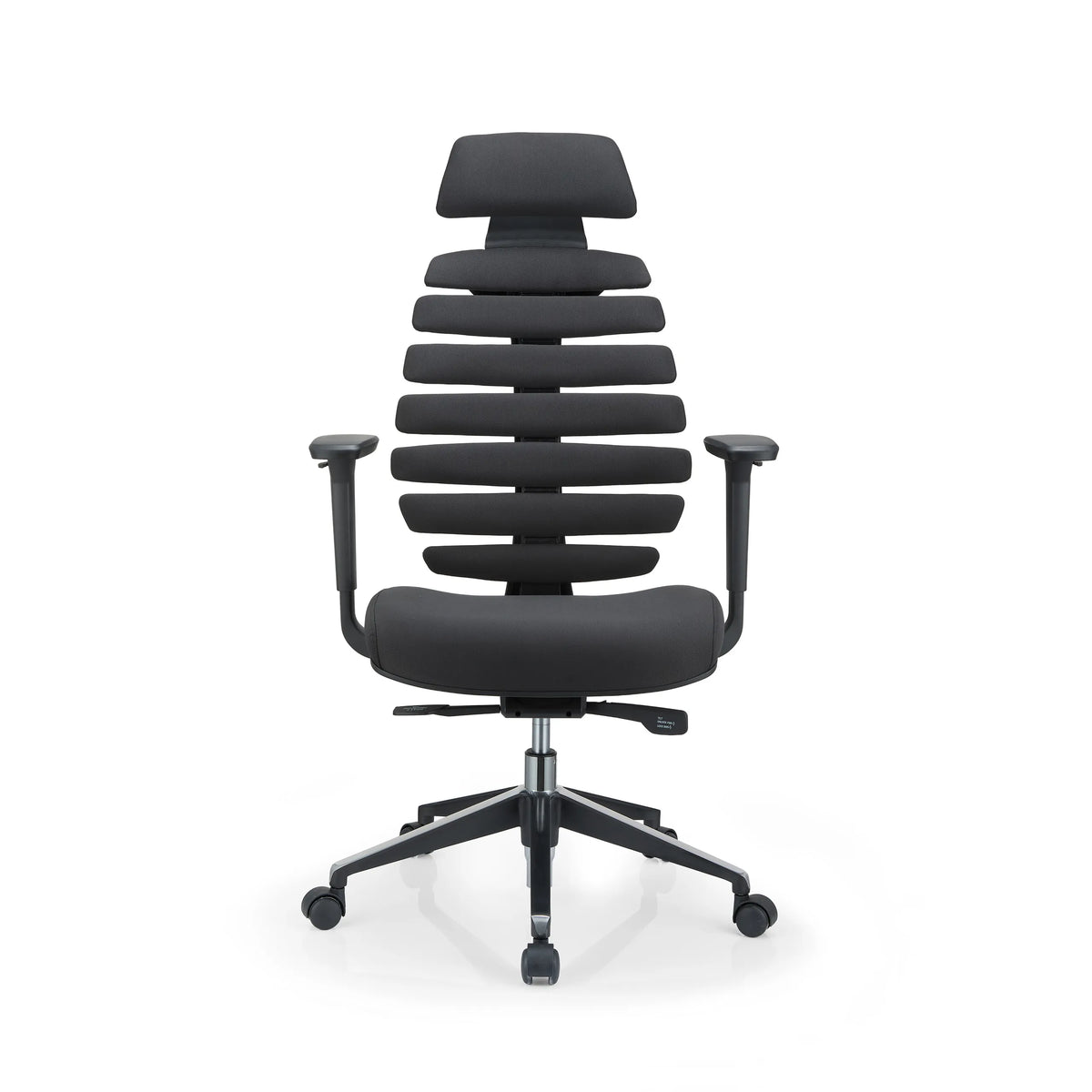 Siège de bureau de qualité professionnelle ERGO LINE II PRO noir en tissu avec base à cinq roulettes de hjh OFFICE – vue à 360° (vue de face 0°)