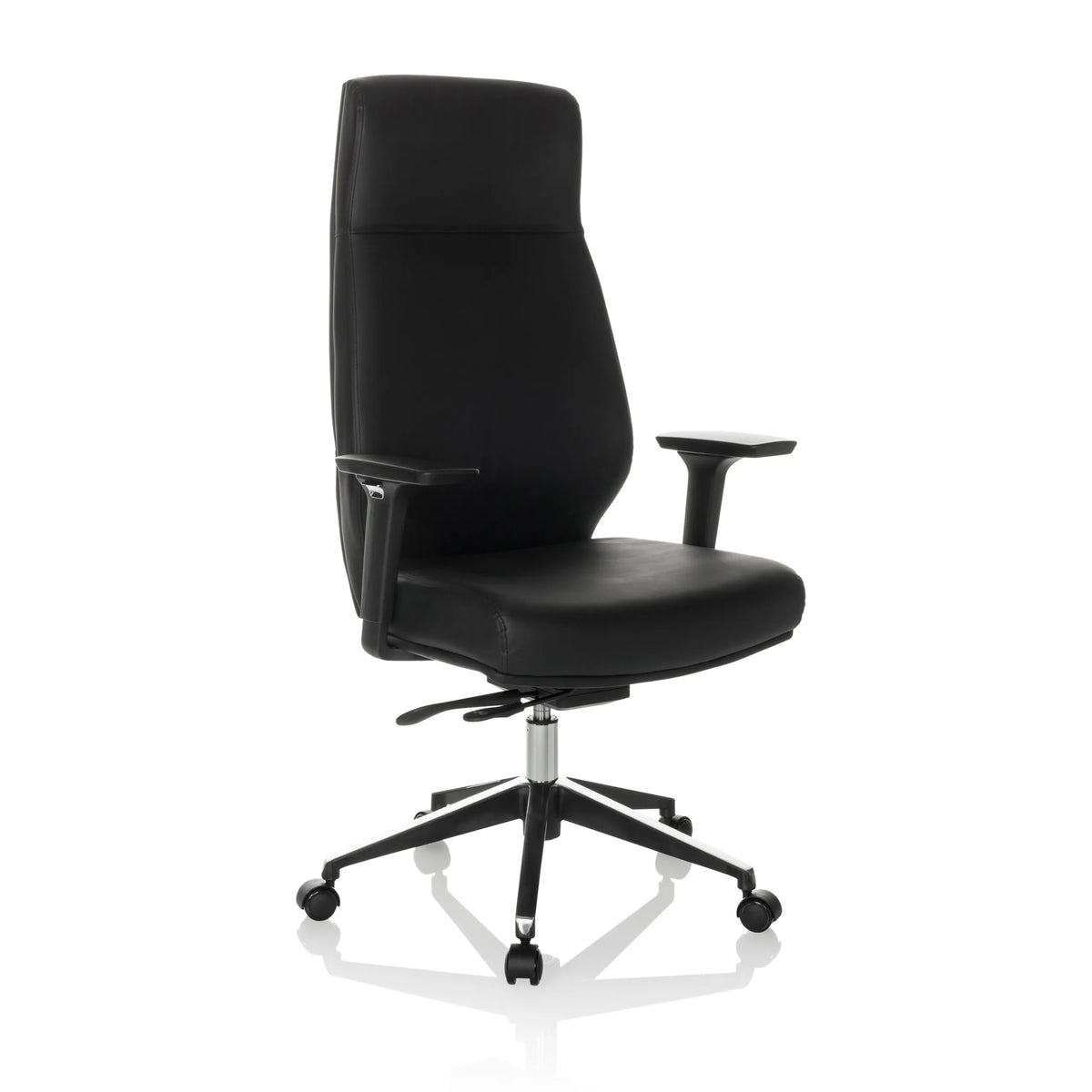 Siège de direction de qualité professionnelle VITORO ECO noir avec accoudoirs et piètement à cinq roulettes de hjh OFFICE – vue à 360° (vue de trois quarts avant 30°)