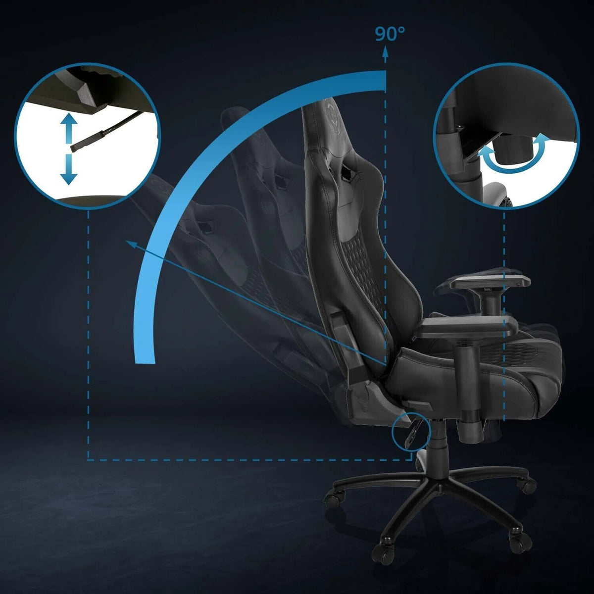 Dossier ajustable jusqu'à 90 degrés du Fauteuil Gamer GAMEBREAKER SX 04 de hjh OFFICE