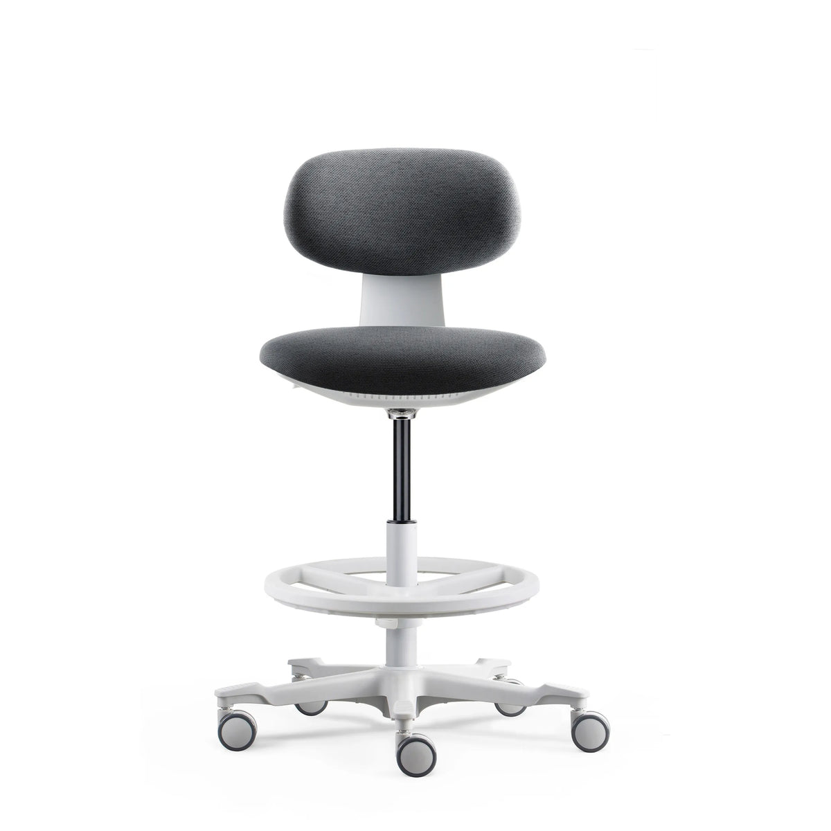 Chaise de travail WORK MF2 W gris foncé avec repose-pieds et cinq roulettes de hjh OFFICE