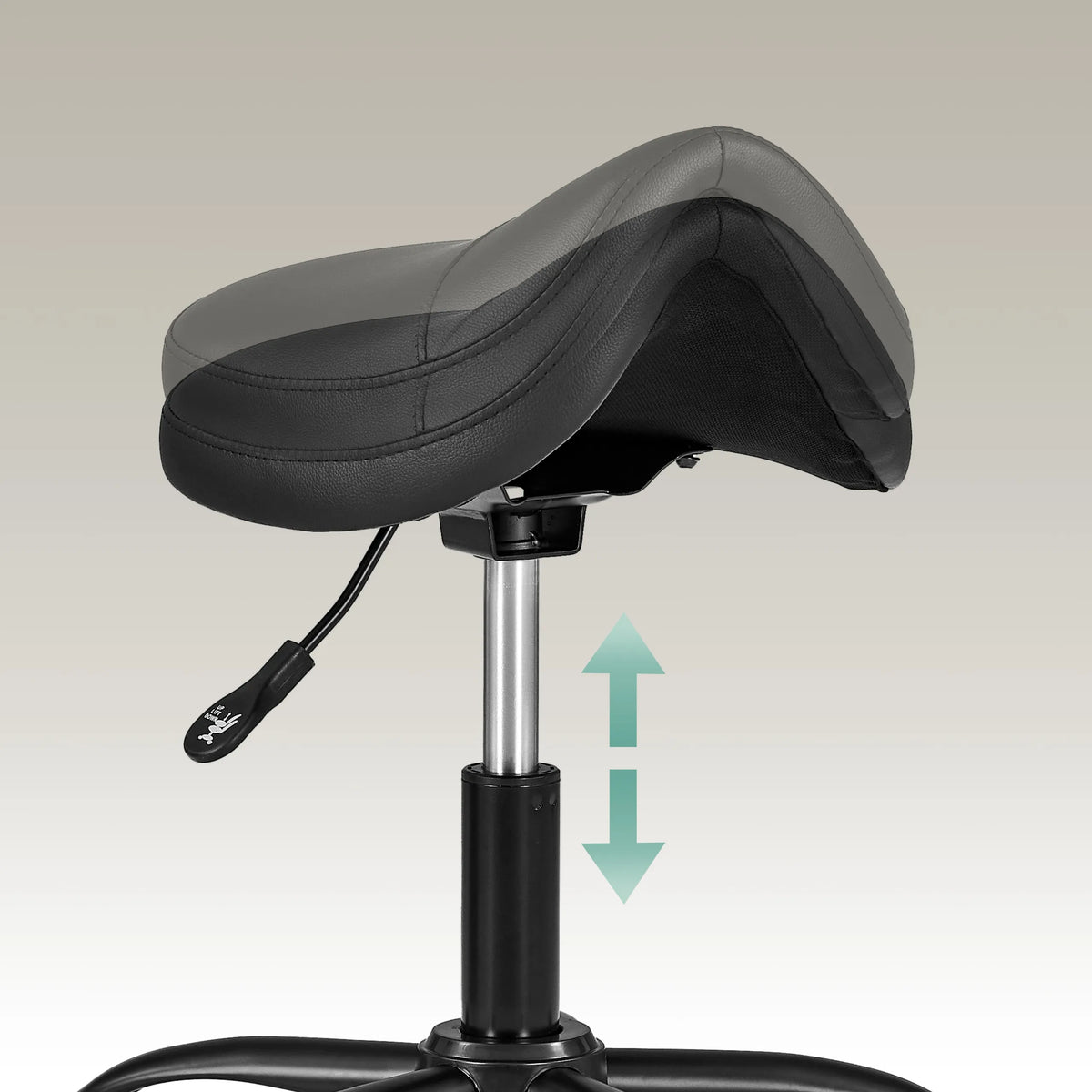 Siège réglable en hauteur du fauteuil de bureau Sattix en noir avec levier et vérin à gaz de hjh OFFICE