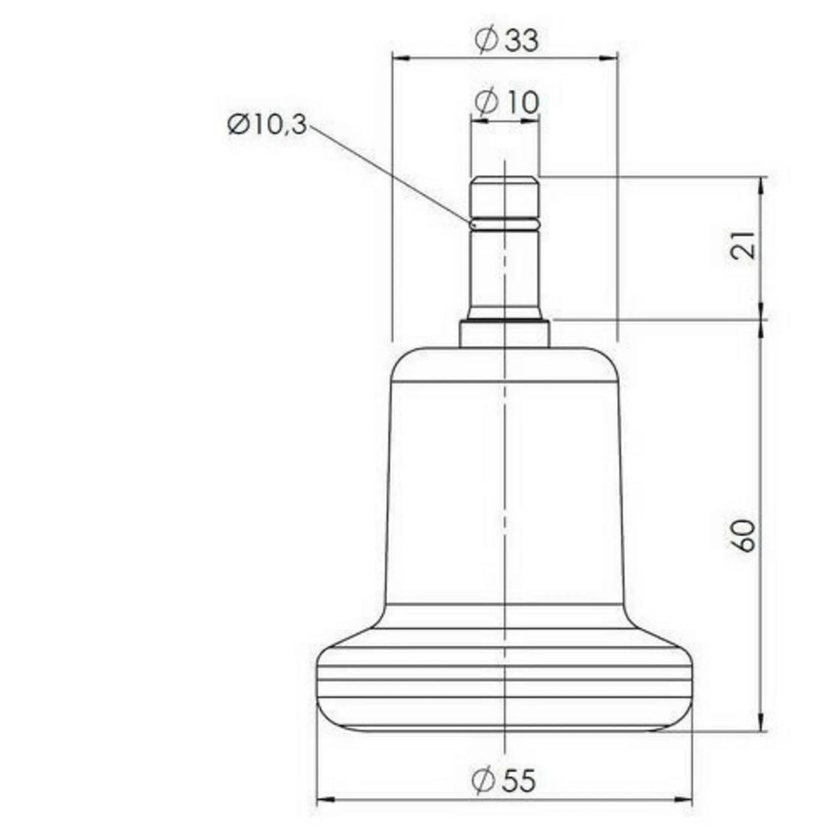 Dessin technique des Patins de chaise 5 x STAND Nr. 10 d'un diamètre de 55 mm de hjh OFFICE