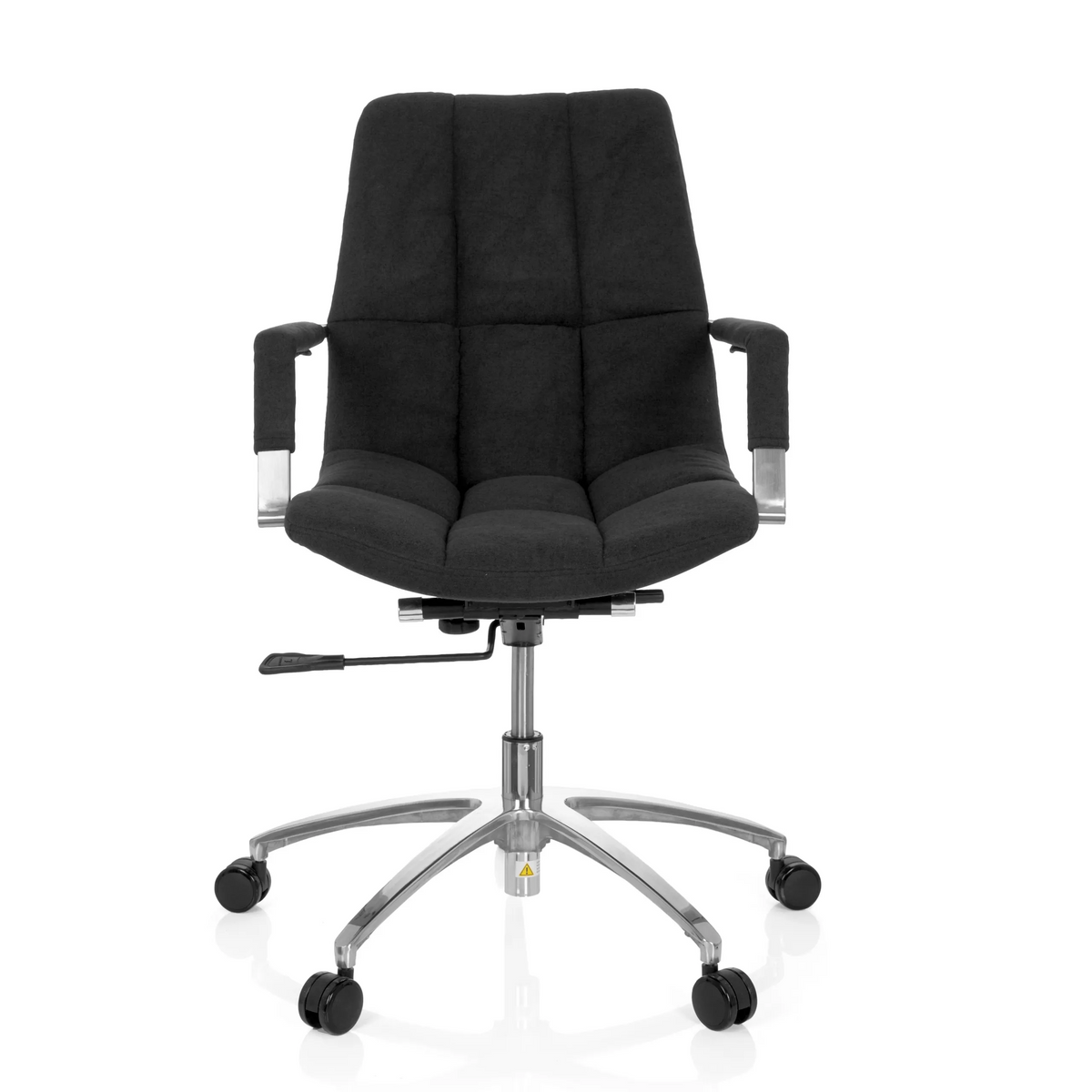 Siège de bureau à domicile SARANTO noir avec revêtement en tissu et base à cinq roulettes de hjh OFFICE – vue à 360° (vue de face 0°)