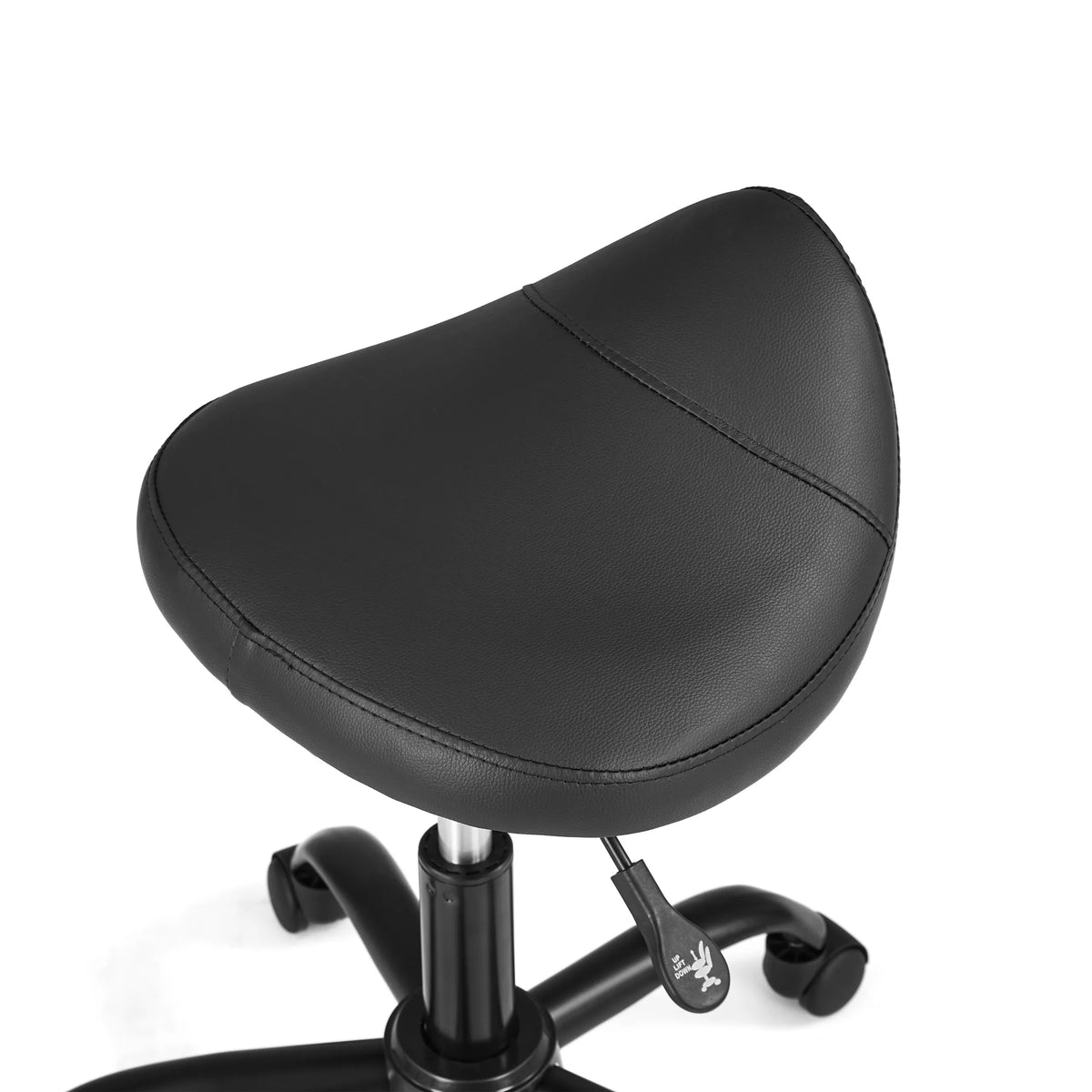 Assise rembourrée noire du modèle de tabouret Sattix avec vérin à gaz et levier de hjh OFFICE