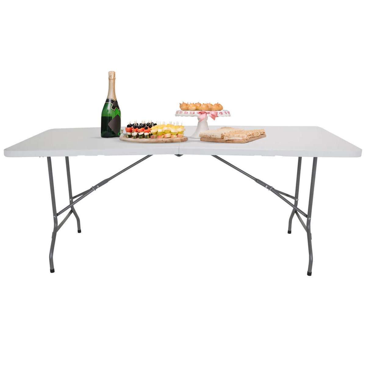 Table pliante blanche EASY UP MULTI II de taille 152 x 70 cm avec pieds gris de hjh OFFICE