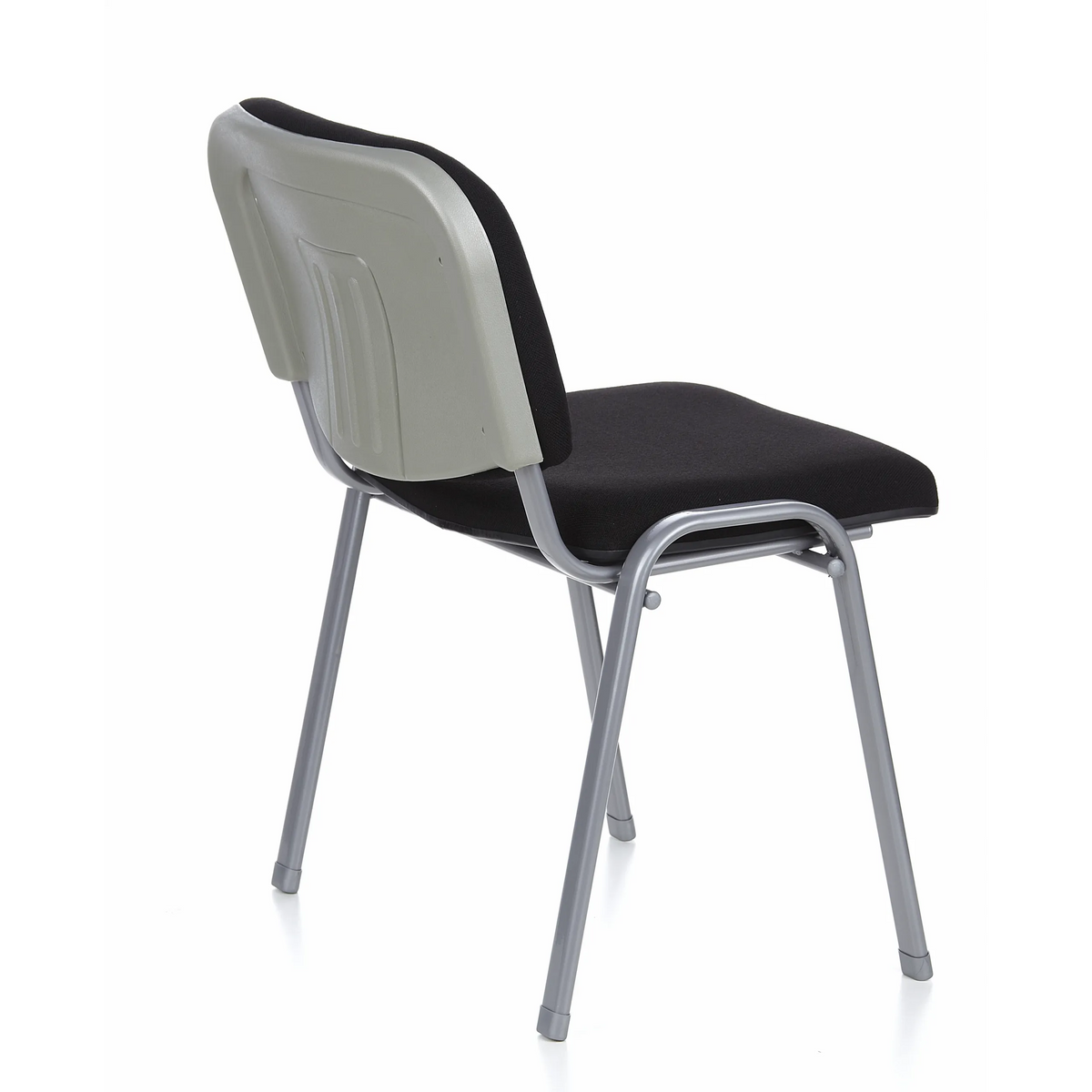 Chaise à quatre pieds XT 600 S noire avec structure argentée de hjh OFFICE – vue à 360° (vue de trois quarts arrière 120°)