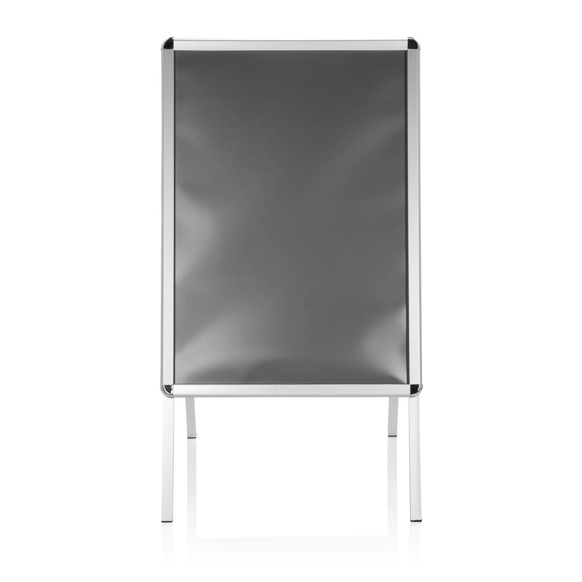 Support d'affiche AGENDA II gris avec cadre en aluminium et deux pieds de support de hjh OFFICE – vue à 360° (vue de face 0°)