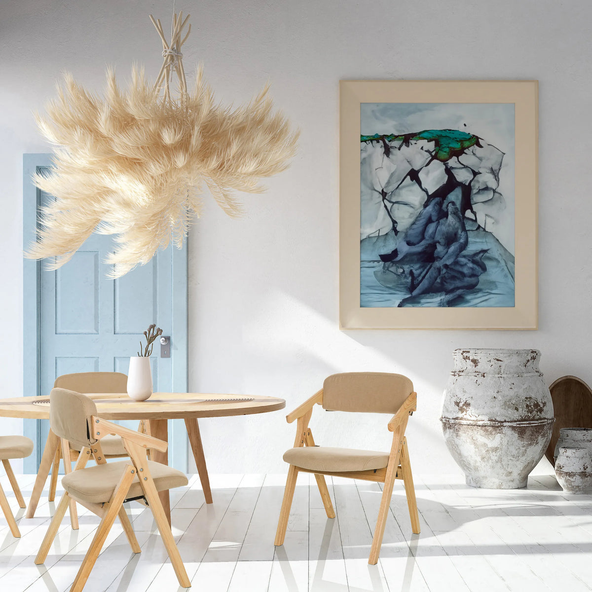 Chaise pliante SCANDIO beige avec structure en bois et assise rembourrée de hjh OFFICE