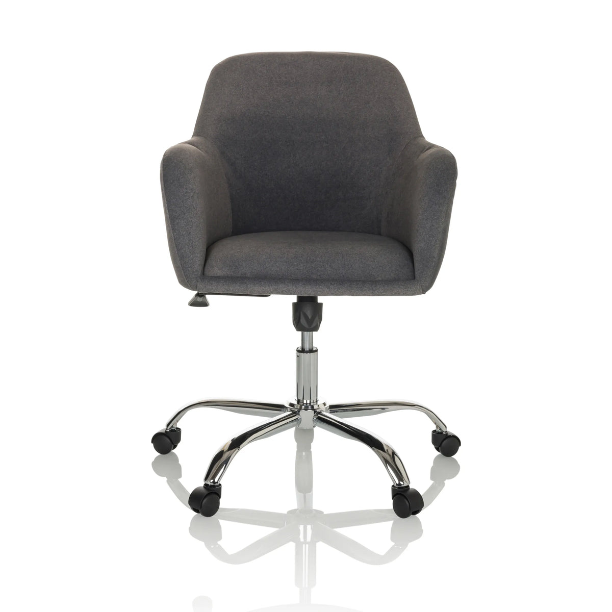 Siège de bureau à domicile SOLAO 300 gris foncé avec rembourrage et base à cinq roulettes de hjh OFFICE – vue à 360° (vue de face 0°)