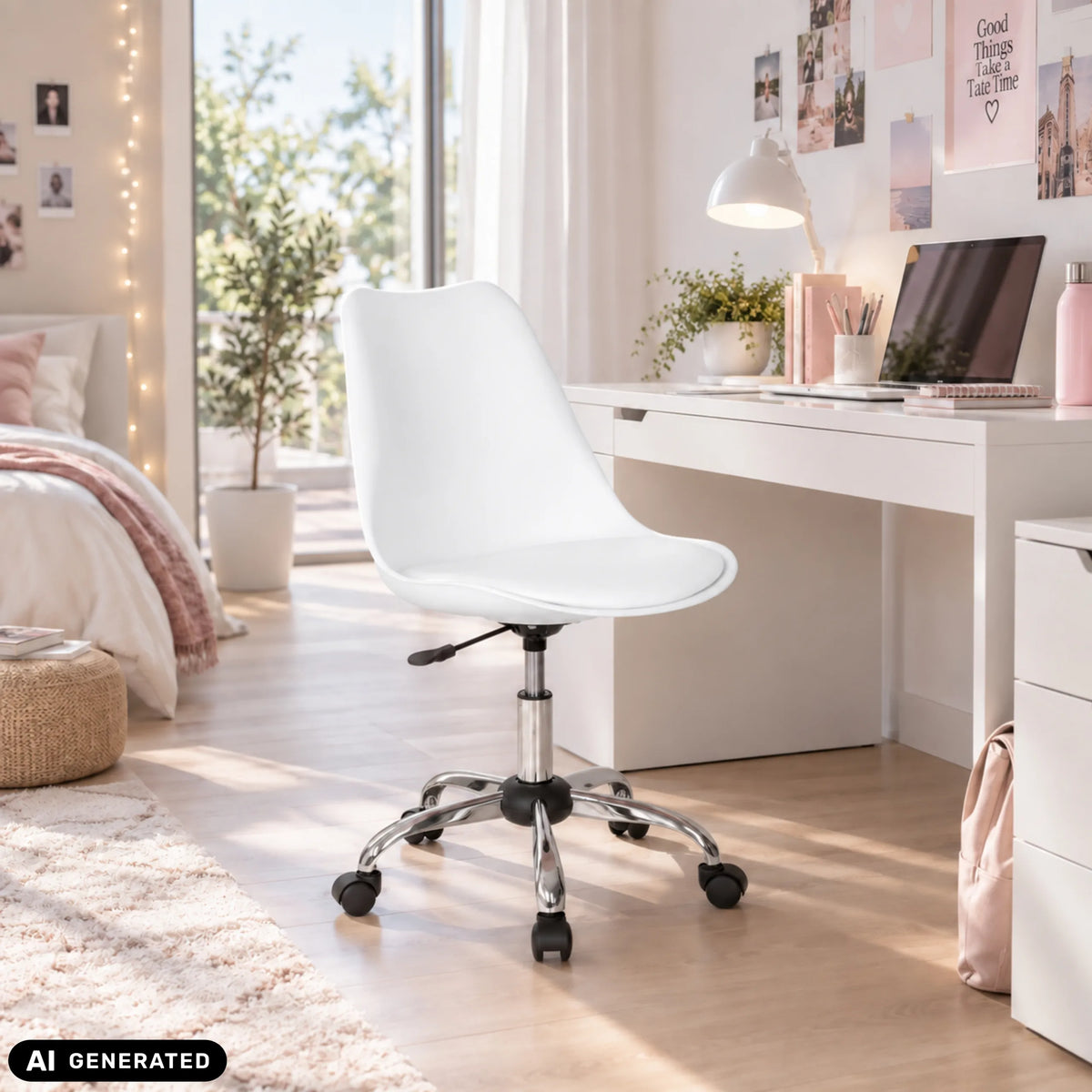 Siège de bureau à domicile FANCY PRO blanc avec pied en étoile et roulettes de hjh OFFICE