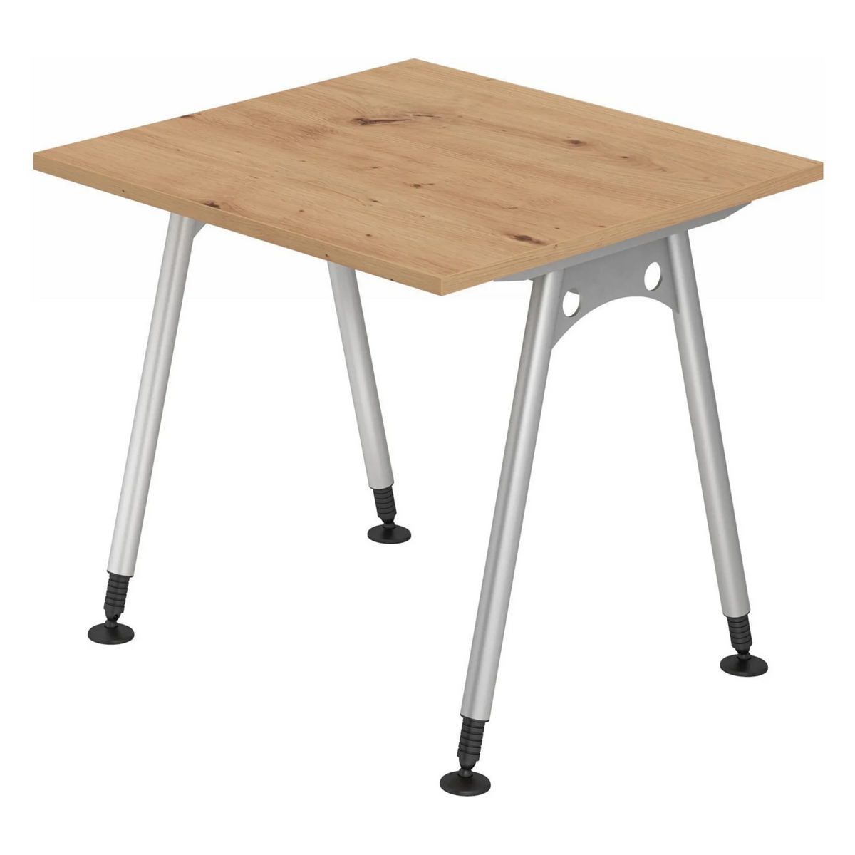Bureau réglable en hauteur ATOS 8 S en chêne noueux avec pieds argentés de hjh OFFICE PRO
