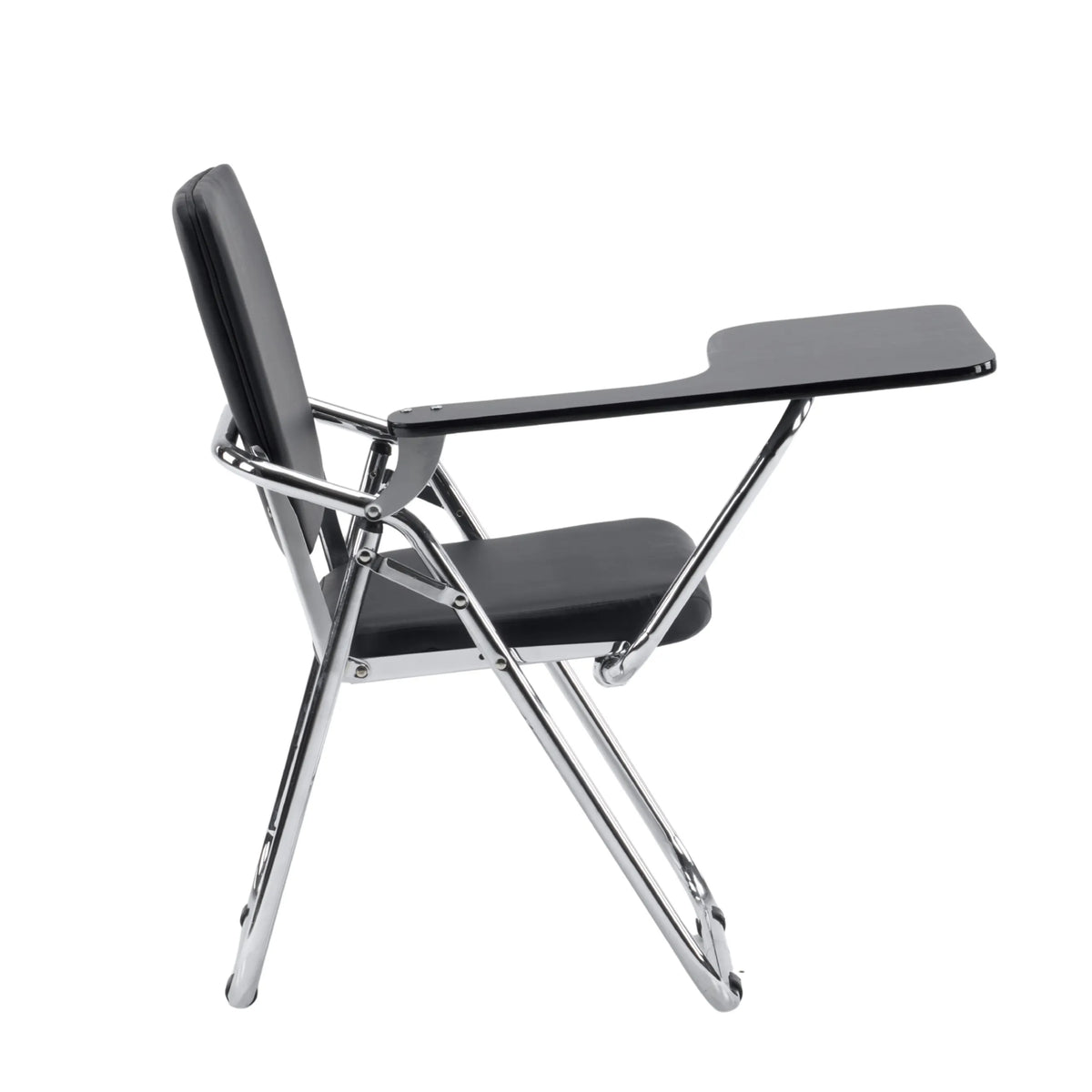 Chaise pliante Esto T noire avec tablette intégrée et structure chromée de hjh OFFICE