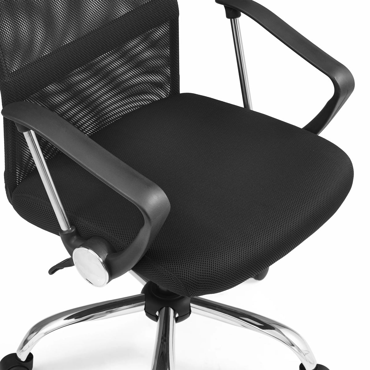Assise et accoudoirs du siège de direction pour bureau à domicile PURE NET en noir avec revêtement en maille de hjh OFFICE