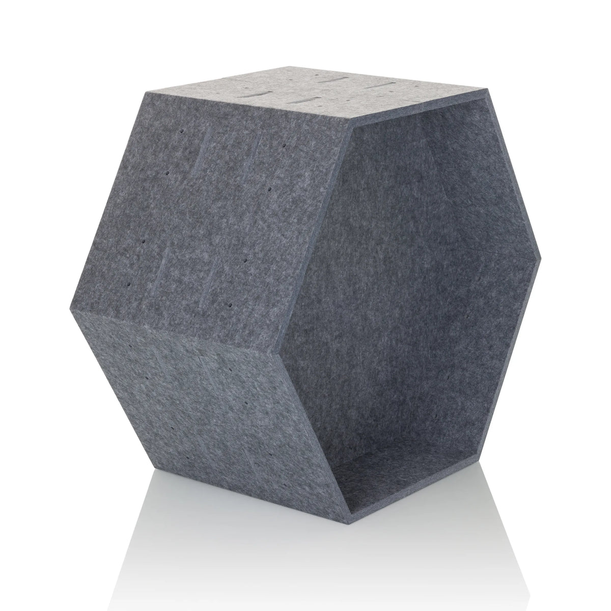 Cloison de séparation FLEXMIUT STORE B hexagonale en feutre gris de hjh OFFICE – vue à 360° (vue de trois quarts avant 45°)