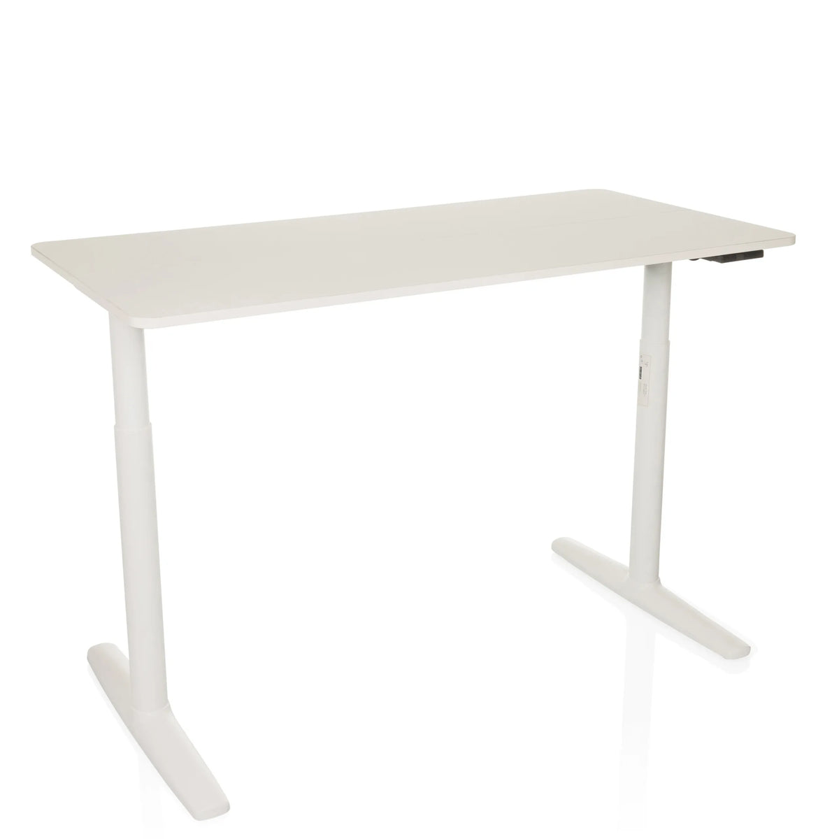 Bureau réglable en hauteur électriquement STAND PRO blanc avec piètement en T de hjh OFFICE – vue à 360° (vue de profil 90°)