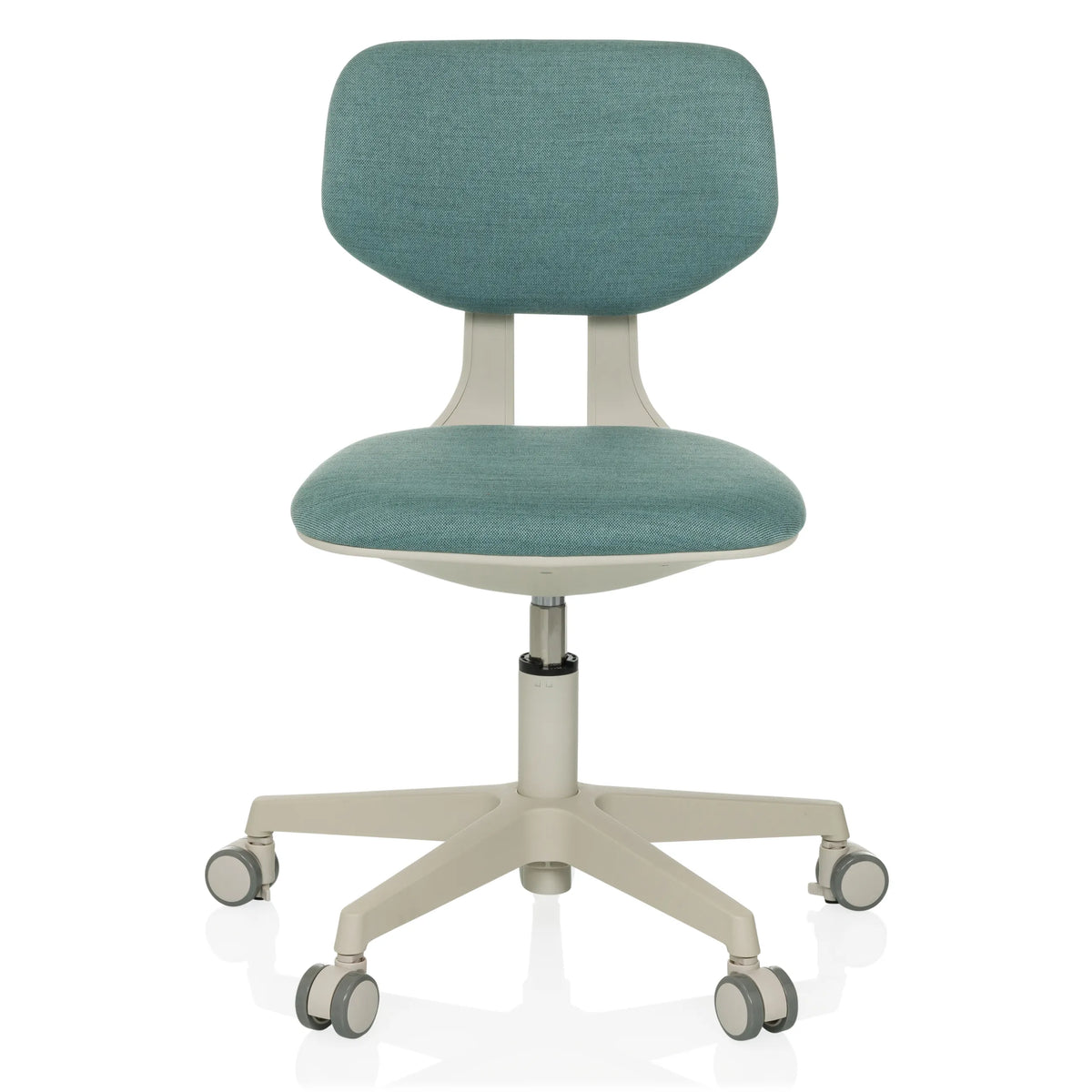 Chaise pivotante pour des enfants KIDDY CLASSIC bleue avec rembourrage et base à cinq roulettes de hjh OFFICE – vue à 360° (vue de face 0°)