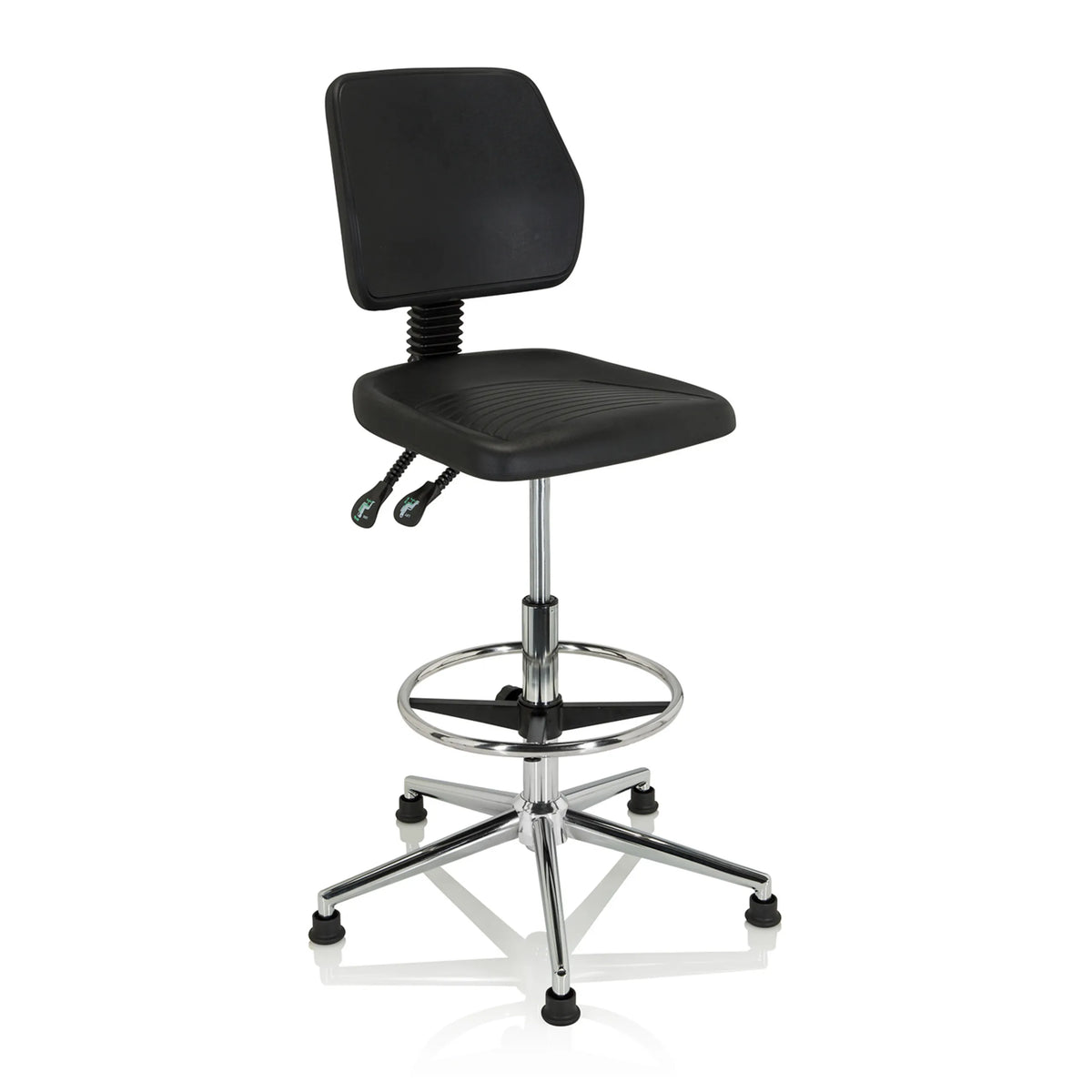Schwarzer Counterstuhl TOP WORK 11 I mit Fußring und Sternfuß auf Gleitern von hjh OFFICE