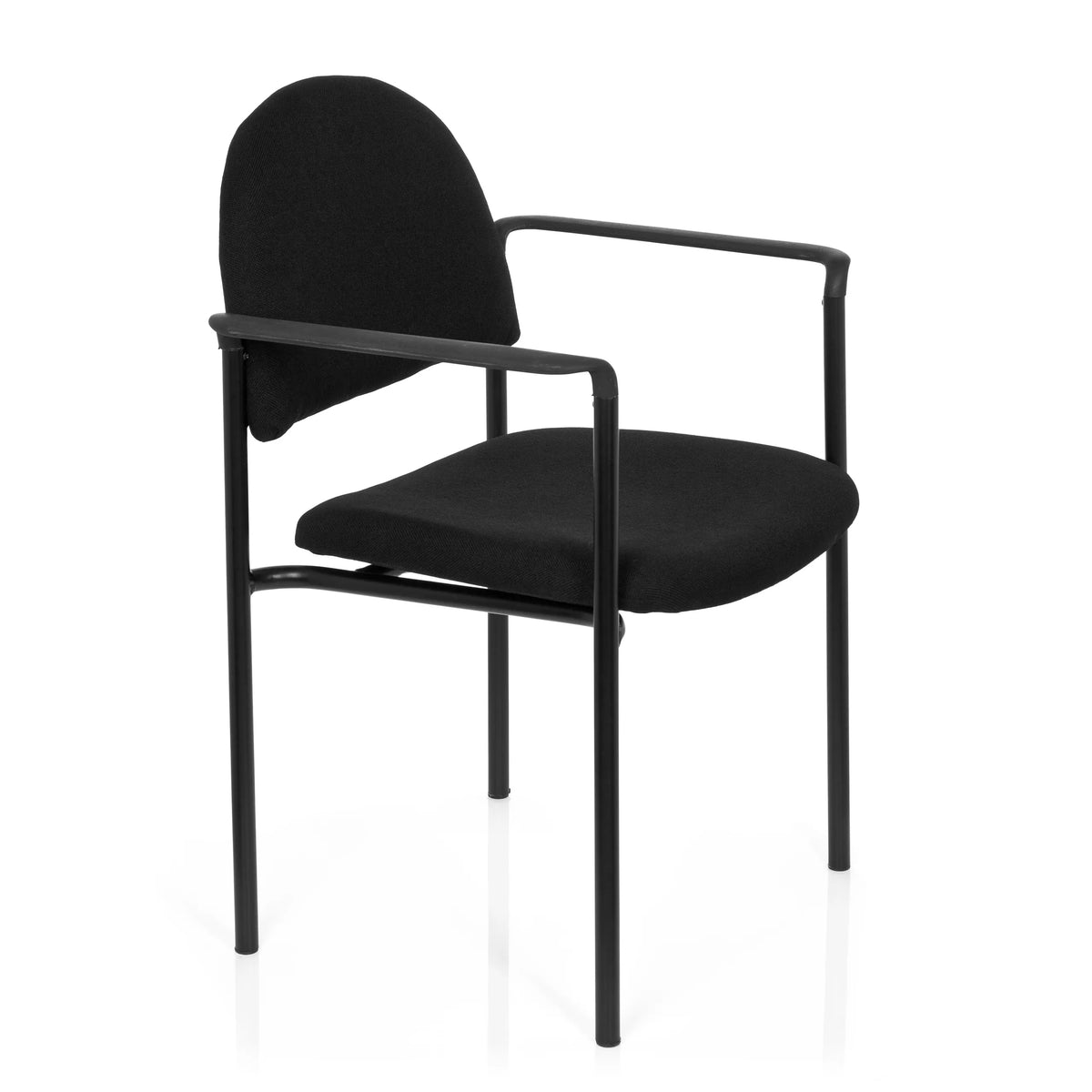 Chaise à quatre pieds XT 700 noire avec accoudoirs et assise rembourrée de hjh OFFICE – vue à 360° (vue de trois quarts avant 60°)