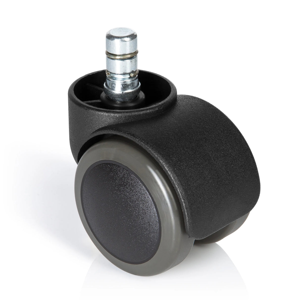 Roulettes 5x ROLO No-Noise 11mm/50mm noires pour sols durs avec goupille métallique argentée de hjh OFFICE – vue à 360° (vue de face 0°)