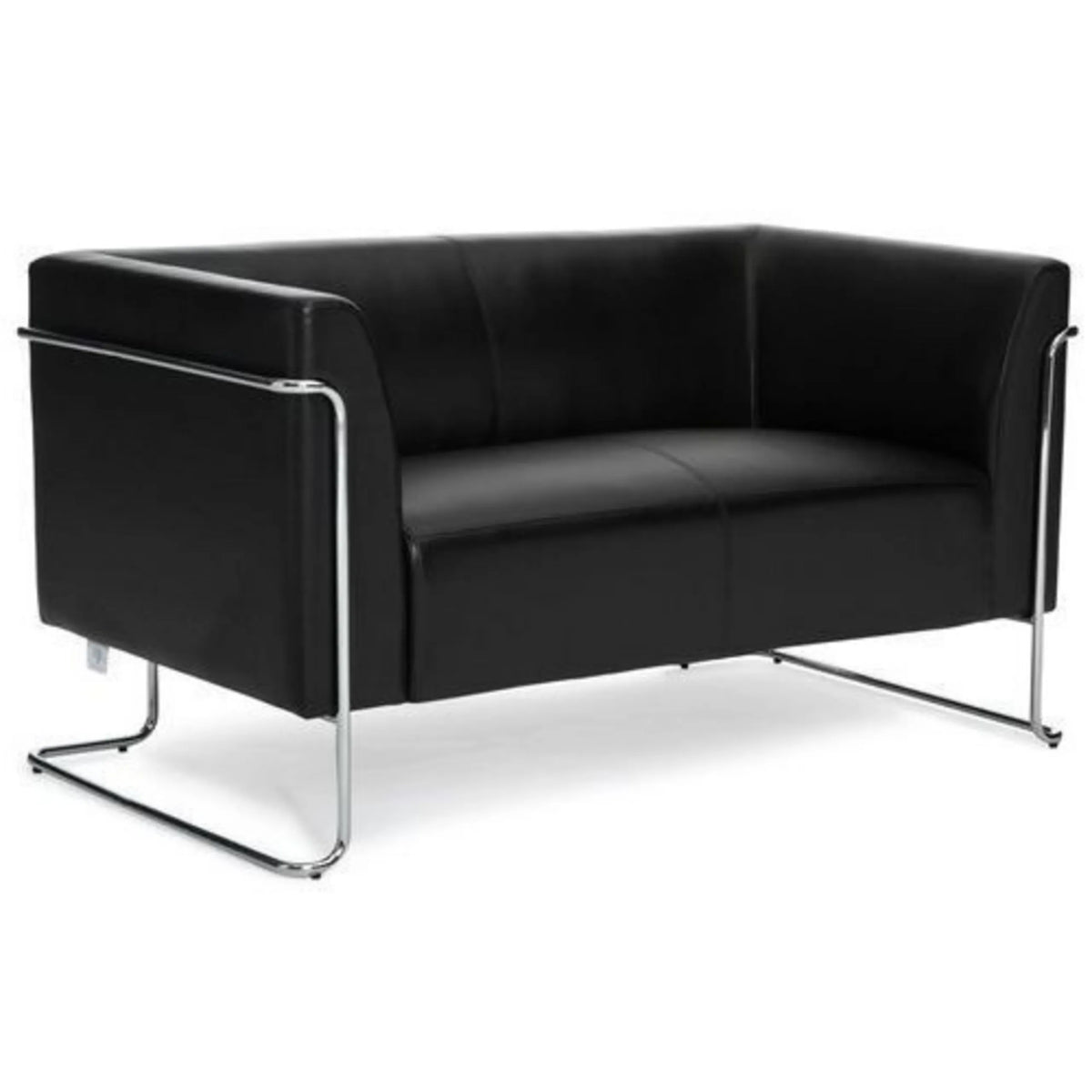 Schwarzes Loungesofa CURACAO als Zwei-Sitzer mit verchromtem Metallgestell von hjh OFFICE