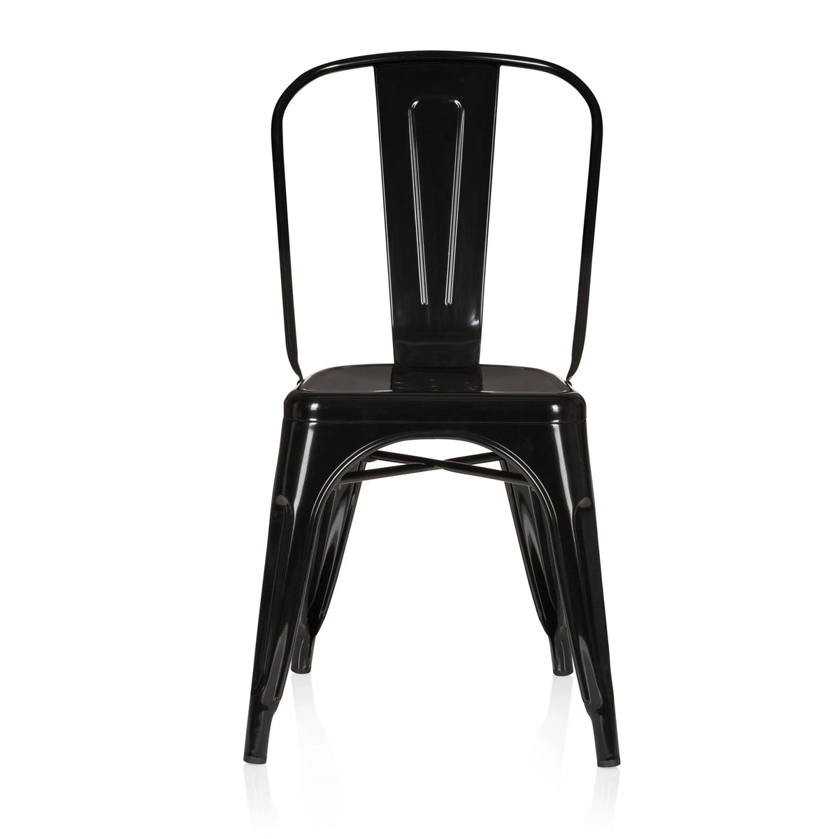 Chaise de bistrot noire VANTAGGIO COMFORT avec structure en métal et dossier haut de hjh OFFICE – vue à 360° (vue de face 0°)