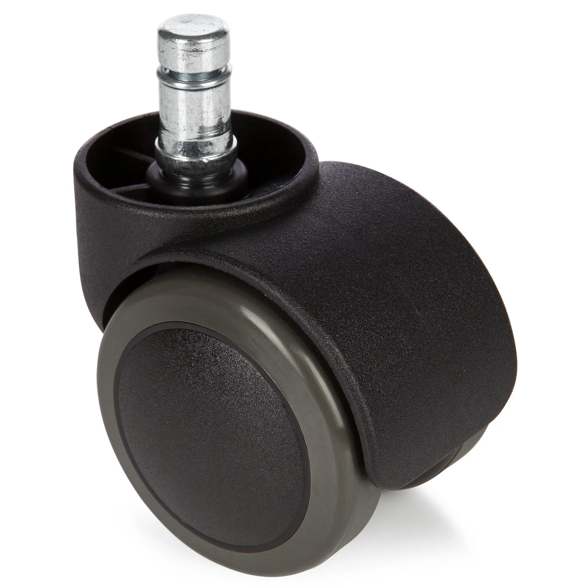 Roulettes 5x ROLO 11mm/50mm noires pour sols durs avec tige en métal argenté de hjh OFFICE – vue à 360° (vue de face 0°)