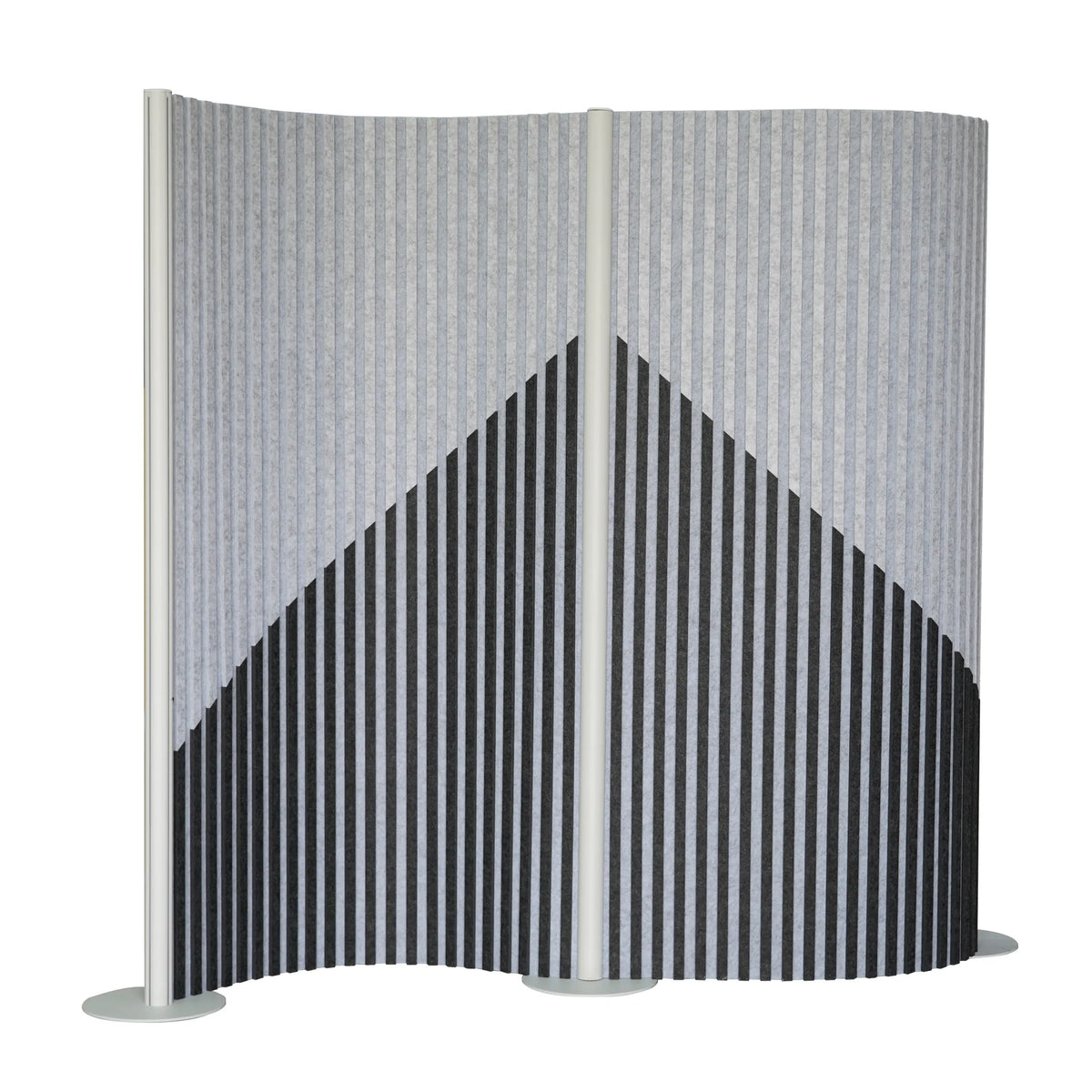 Cloison de séparation grise Flexmiut Wave avec motif à rayures graphiques et pieds de support de hjh OFFICE
