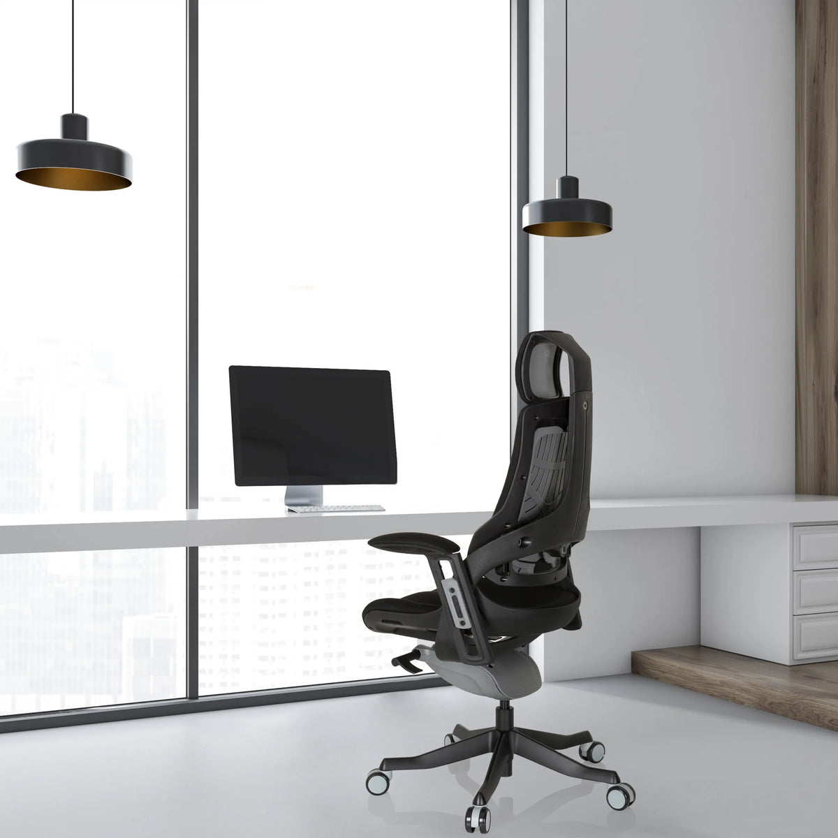 Siège de bureau de qualité professionnelle SPEKTRE BLACK noir avec dossier en maille et revêtement en tissu de hjh OFFICE