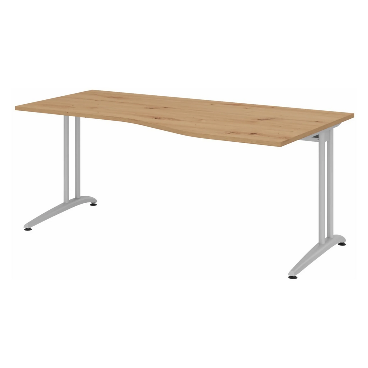 Bureau BELA 18 S en chêne noueux avec plateau incurvé et pieds gris clair de hjh OFFICE PRO