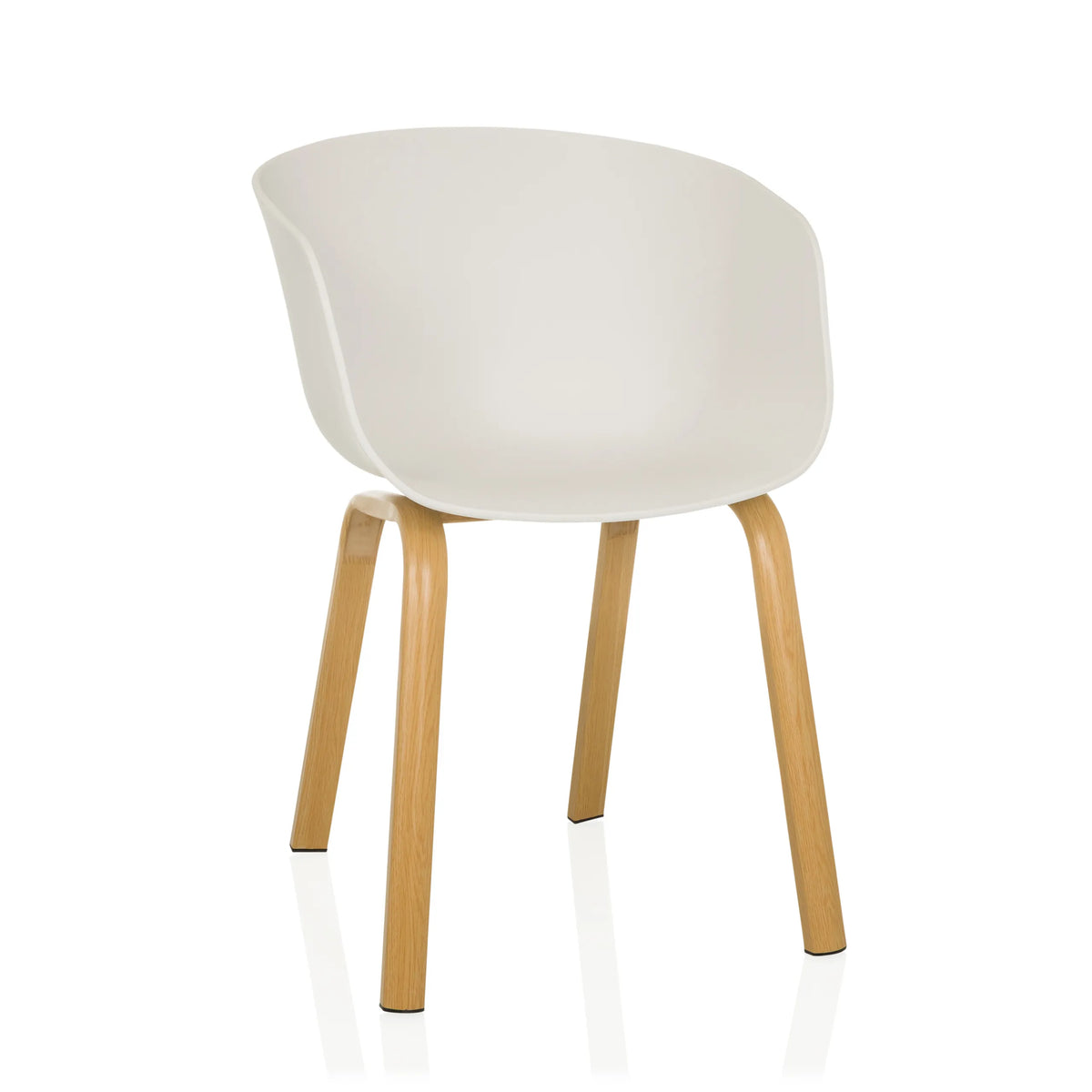 Chaise à coque blanche OSLO W avec quatre pieds en bois clair de hjh LIVING – vue à 360° (vue de face 15°)