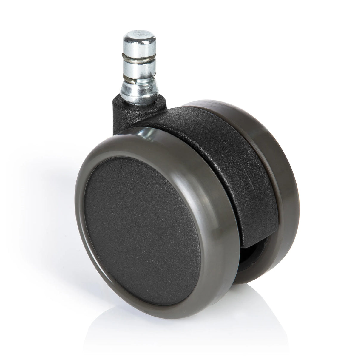 Roulettes 5x ROLO No-Noise 11mm/65mm noires pour sols durs avec tige métallique argentée de hjh OFFICE – vue à 360° (vue de face 0°)