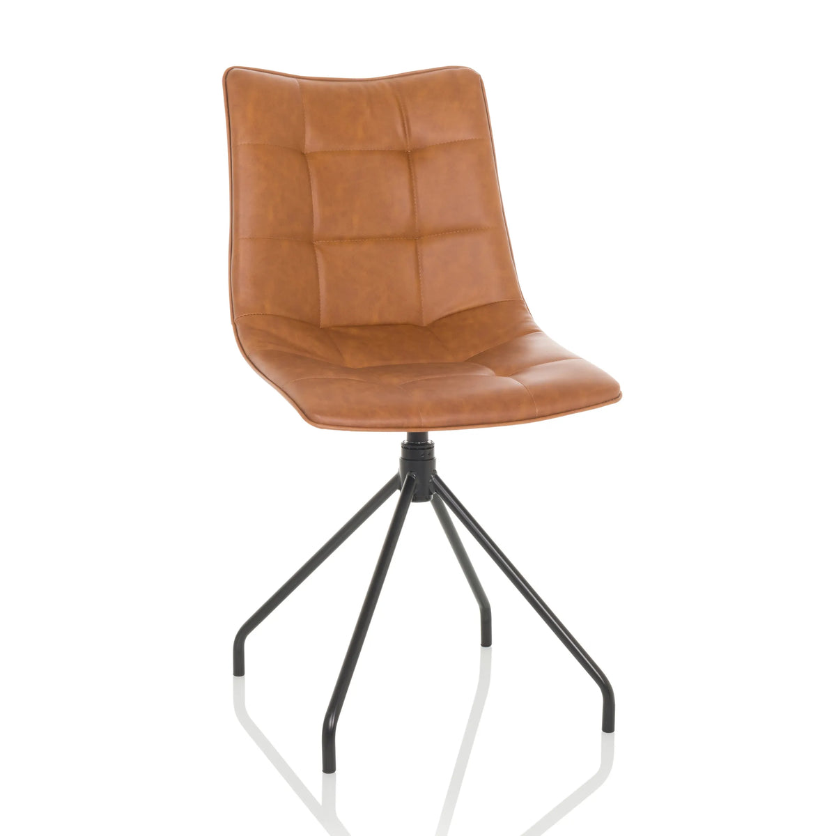 Chaise rembourrée marron TARVISO PU avec surpiqûres et structure à quatre pieds de hjh OFFICE – vue à 360° (vue de face 15°)