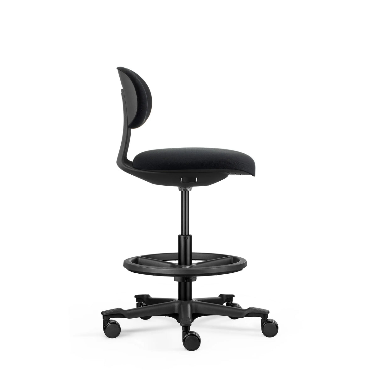 Chaise de travail WORK MF2 noire avec repose-pieds et piètement à roulettes de hjh OFFICE