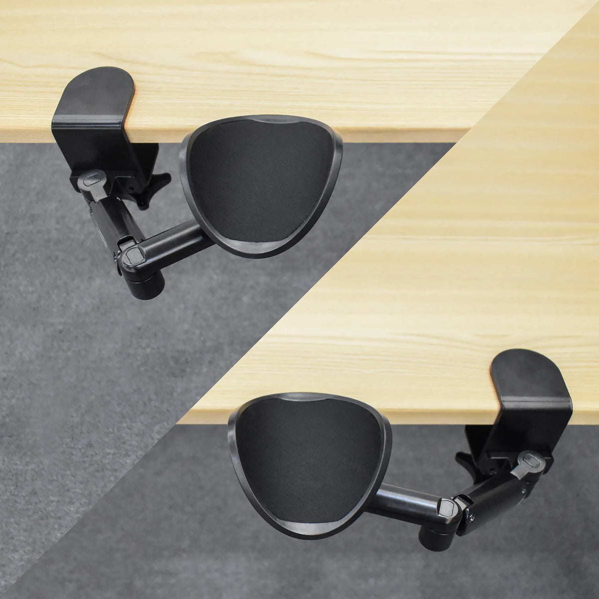 Deux accoudoirs RELEX RT1 noirs avec fixation de table et articulation réglable de hjh OFFICE