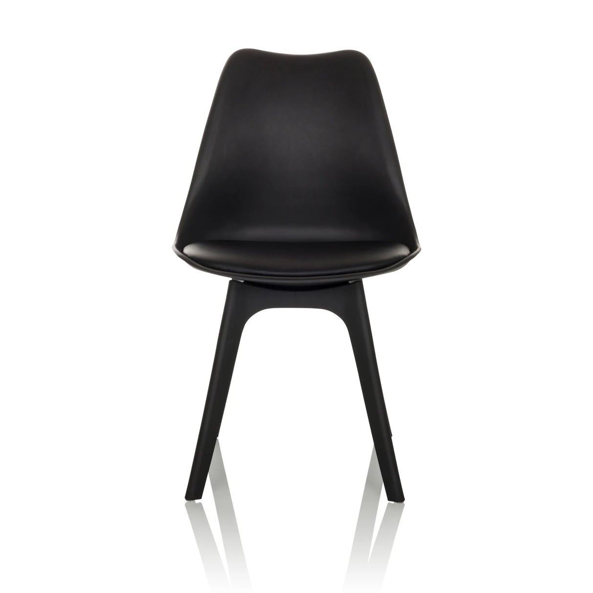 Chaise à coque SCANDI P noire avec quatre pieds de hjh OFFICE – vue à 360° (vue de face 0°)