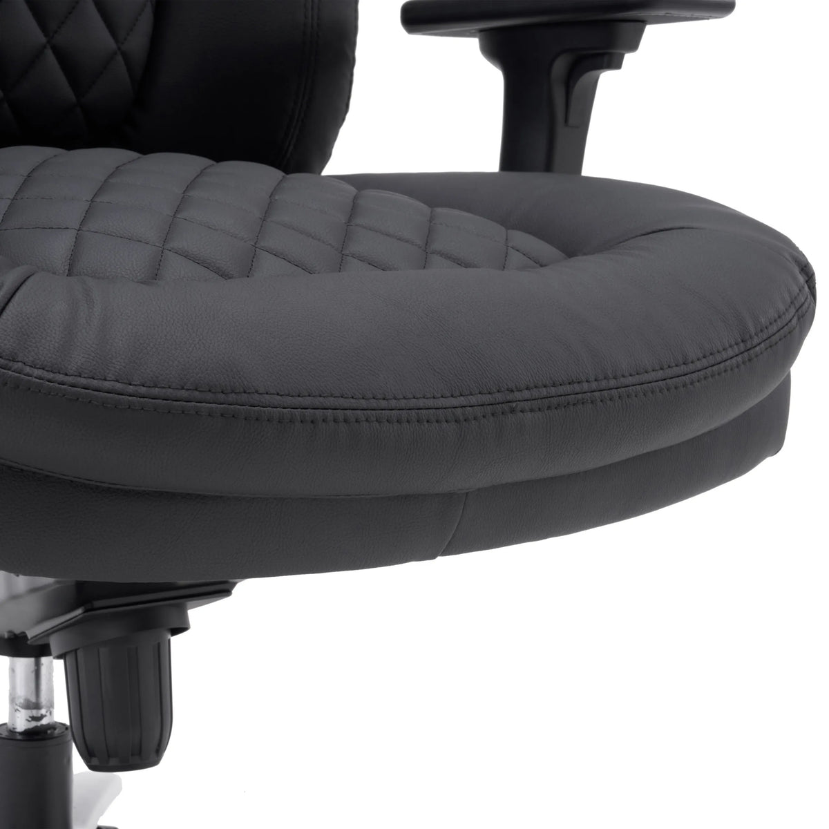 Assise matelassée en similicuir noir du siège pivotant XXL Pullmann Gen2 de hjh OFFICE