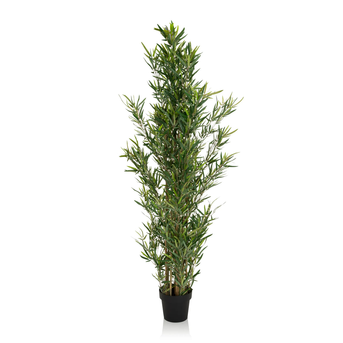 Plante artificielle verte BAMBUS dans un cache-pot noir de hjh OFFICE – vue à 360° (vue de profil 90°)