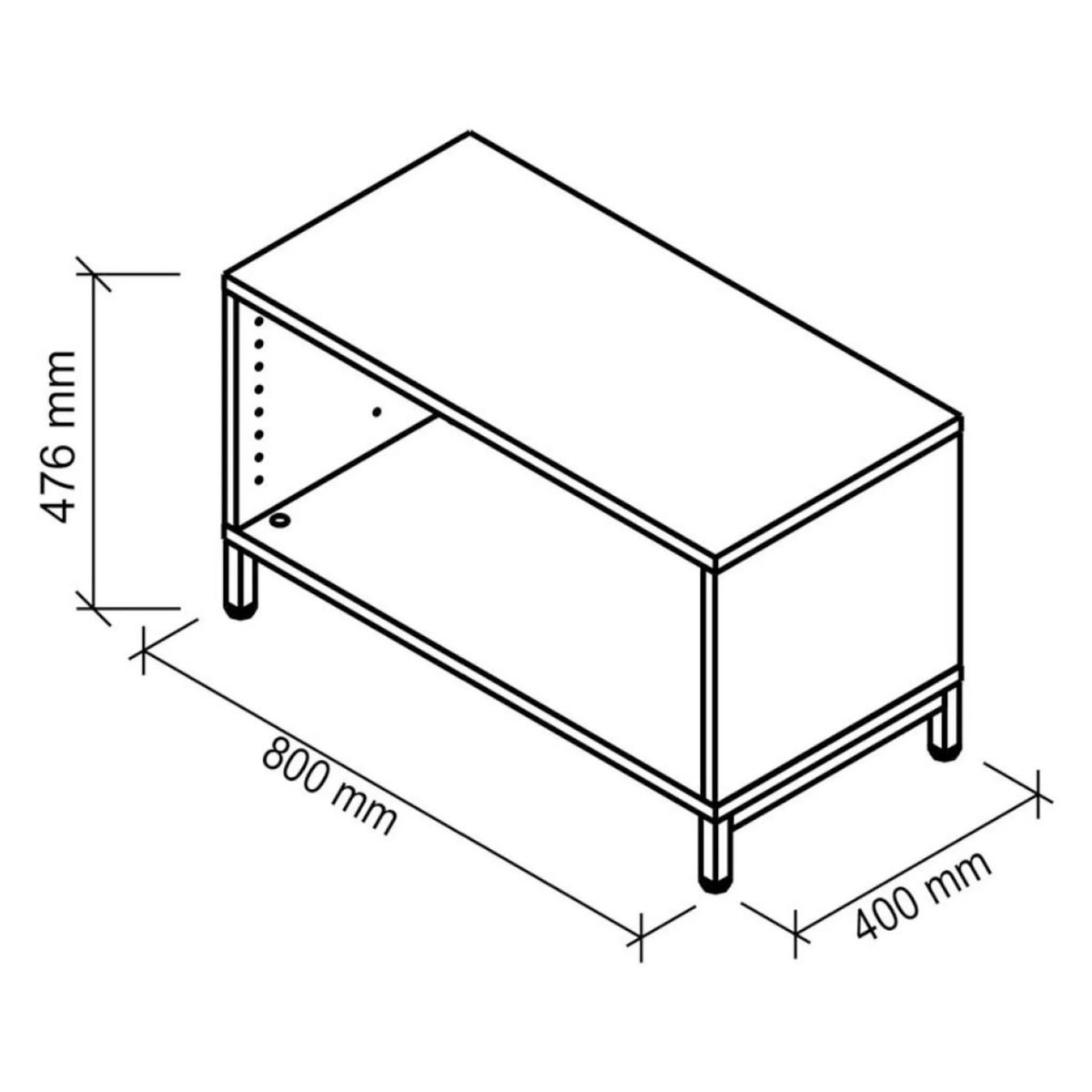 Dessin technique du corps FlexWall de 800 × 400 mm de hjh OFFICE PRO
