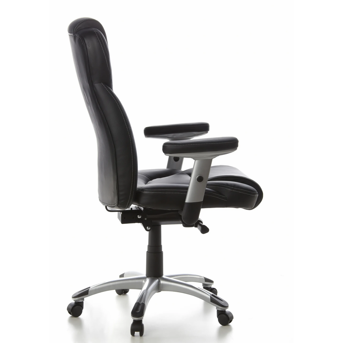 Siège de direction de qualité professionnelle EMBASSY 200 noir avec accoudoirs et pied à cinq roulettes de hjh OFFICE – vue à 360° (vue de profil 100°)